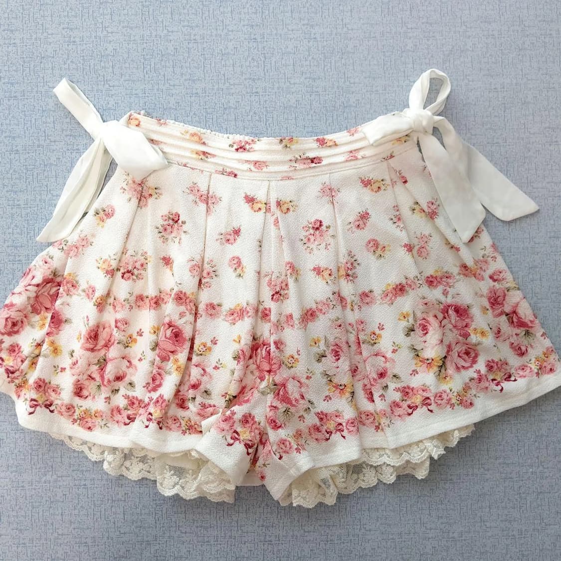 리즈리사 대장 리본 플라워 핑크 큐롯 스커트 히메갸루 상품이미지1