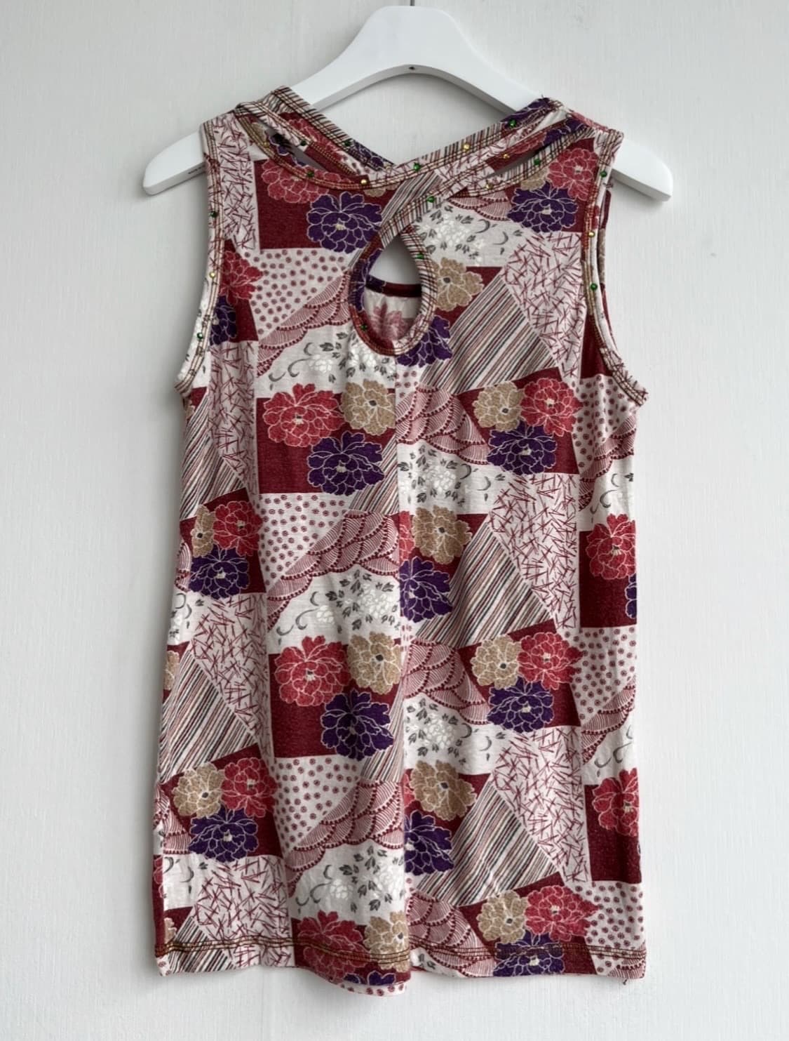 기모노 플라워 패치 큐빅 슬리브리스 상품이미지6