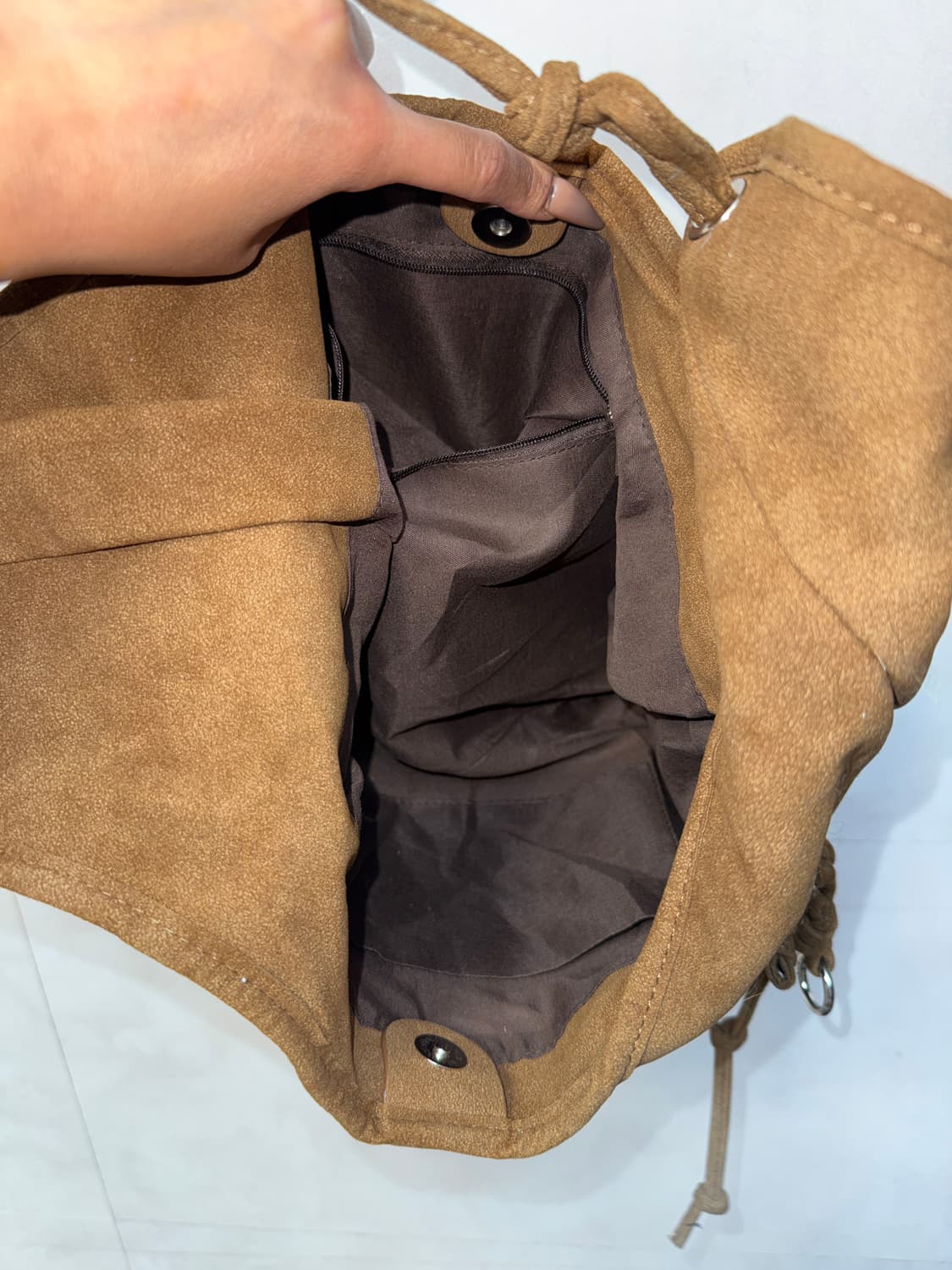 Brown knotted strap shoulder bag 상품이미지4