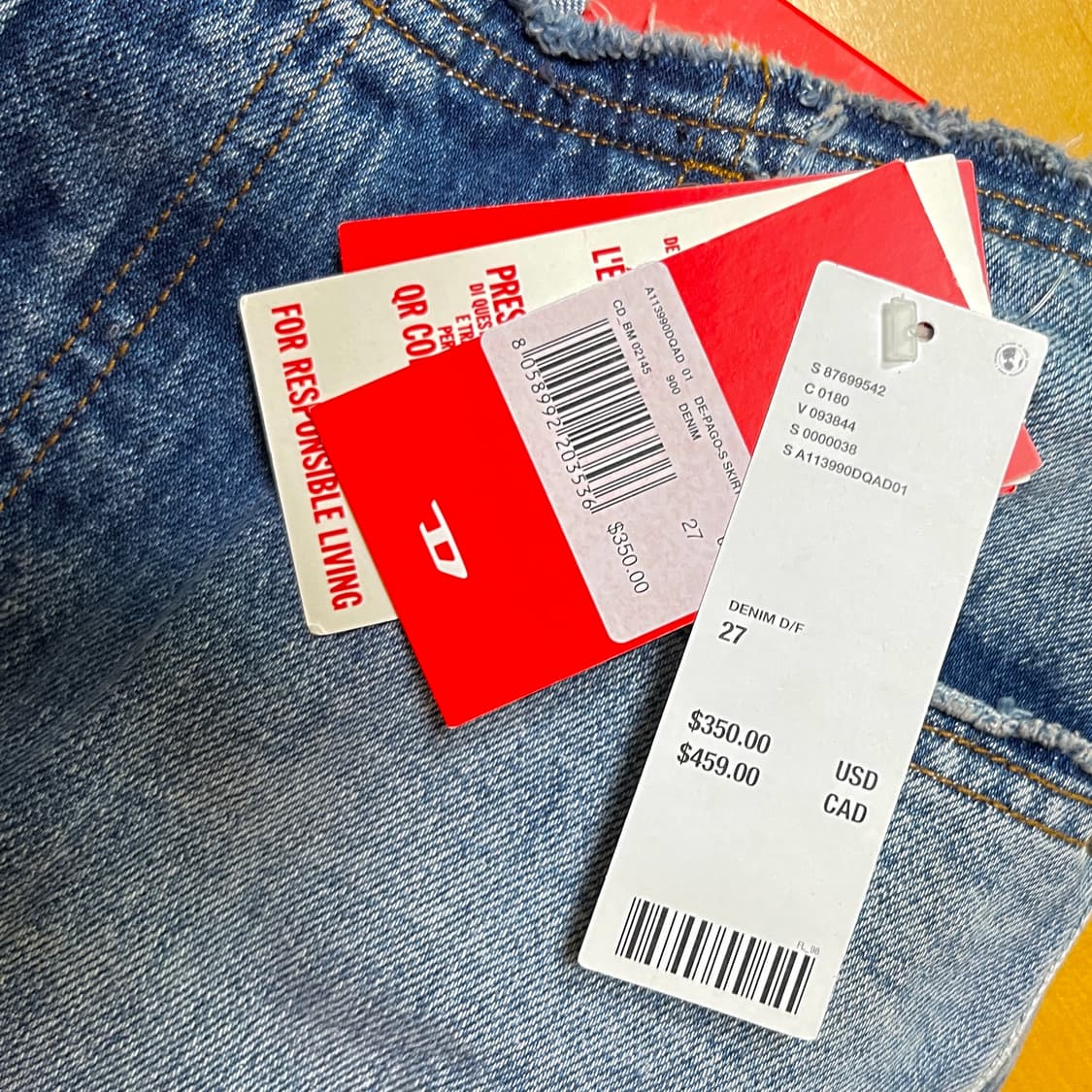 디젤(Diesel) 데파고 로우웨이스트 맥시 스커트 새상품 상품이미지7