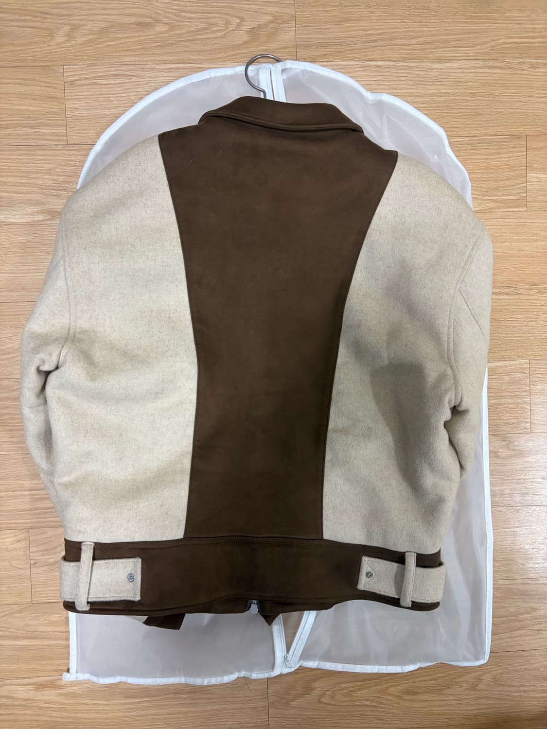 세터 스웨이드 패널 울 자켓 클래식 아이보리 L 새상품 상품이미지3