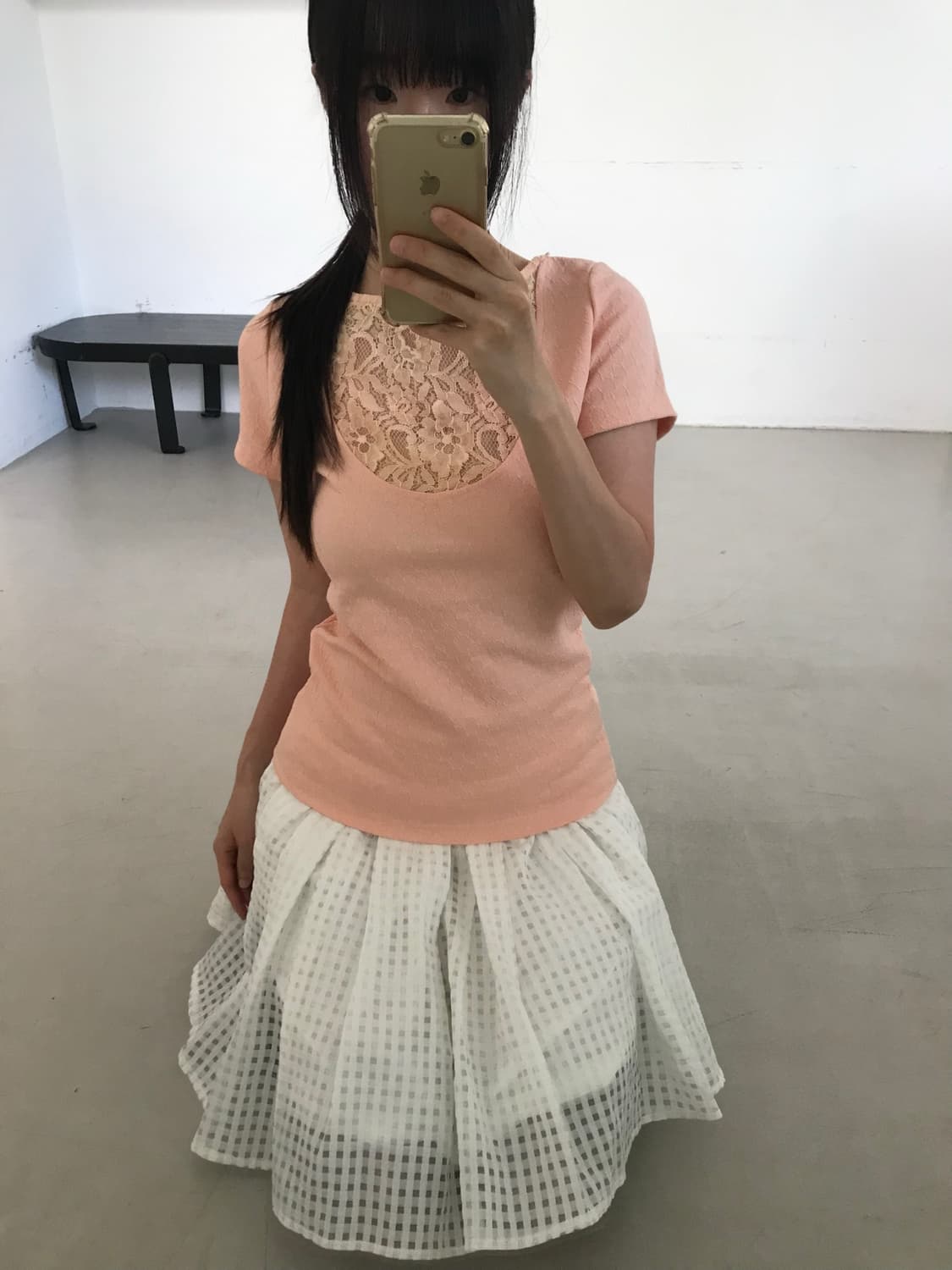 vintage peach lace top 상품이미지3