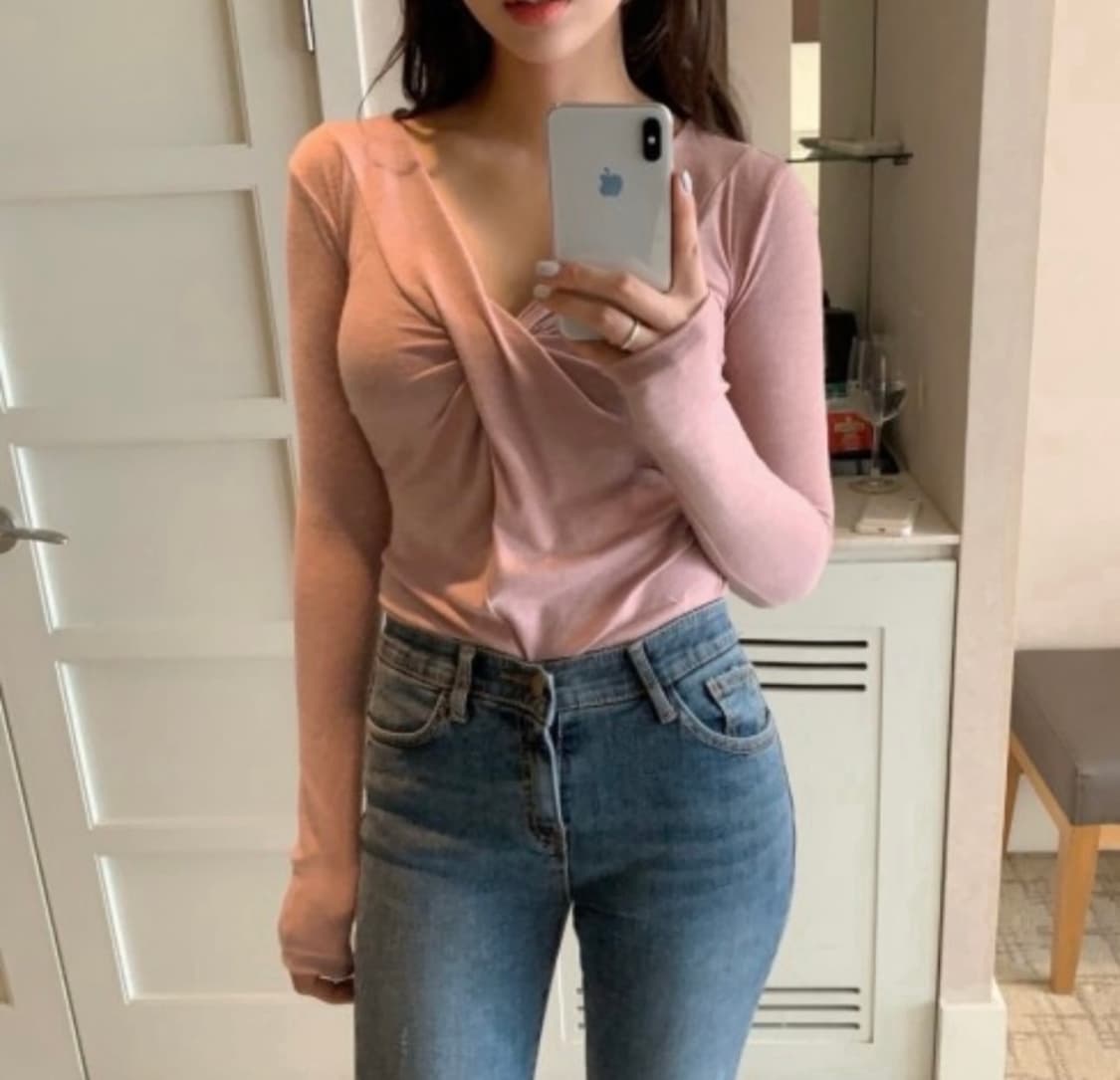 원로그 꼬임 티셔츠, 셔링 티셔츠 상품이미지2