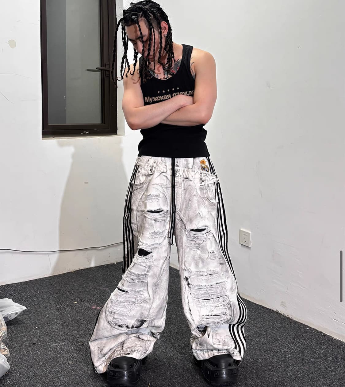 콰스 Fake Two-Waist Ripped Baggy Pants 상품이미지3
