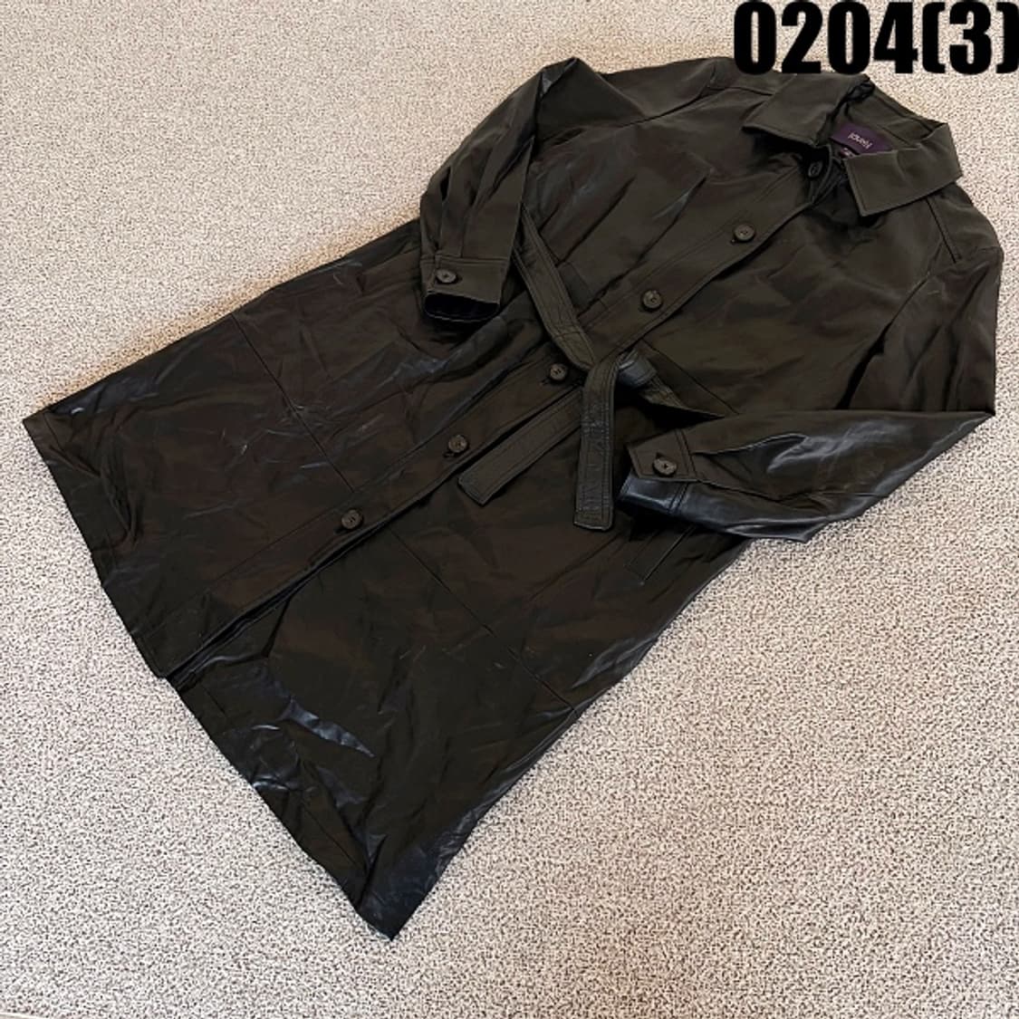 [88] 라우렐 여성 블랙 인조가죽 롱 코트 0204(3) 상품이미지1