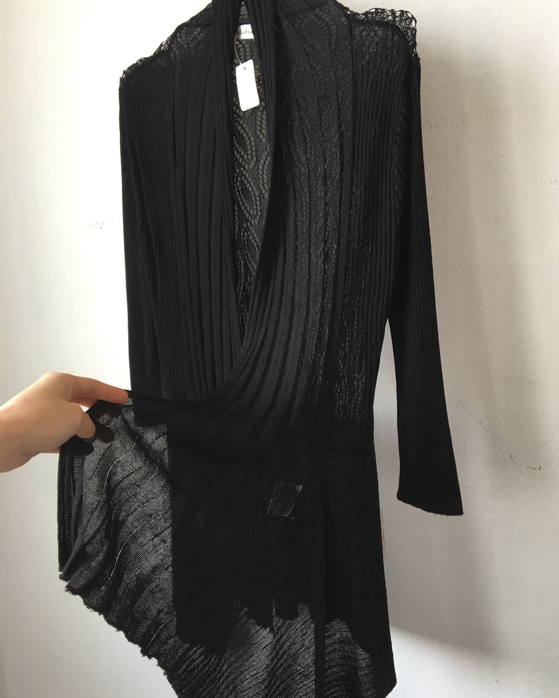 Back punching pattern open cardigan 상품이미지3