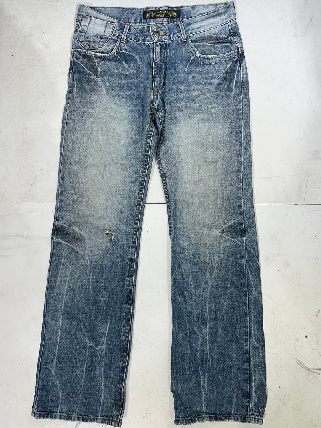 레드 페퍼 와이드 자수 연청 데님 팬츠 워싱 청바지  상품이미지5