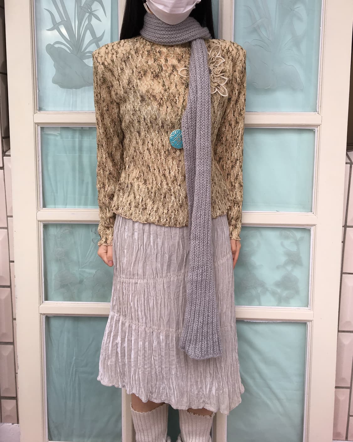 Unbalanced line detail velvet skirt 상품이미지5