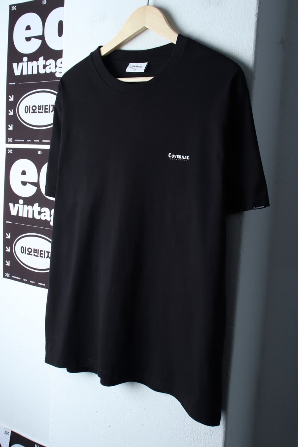 (L-XL) 커버낫 반팔 티셔츠 스몰로고 블랙 올드스쿨-H32448 상품이미지1