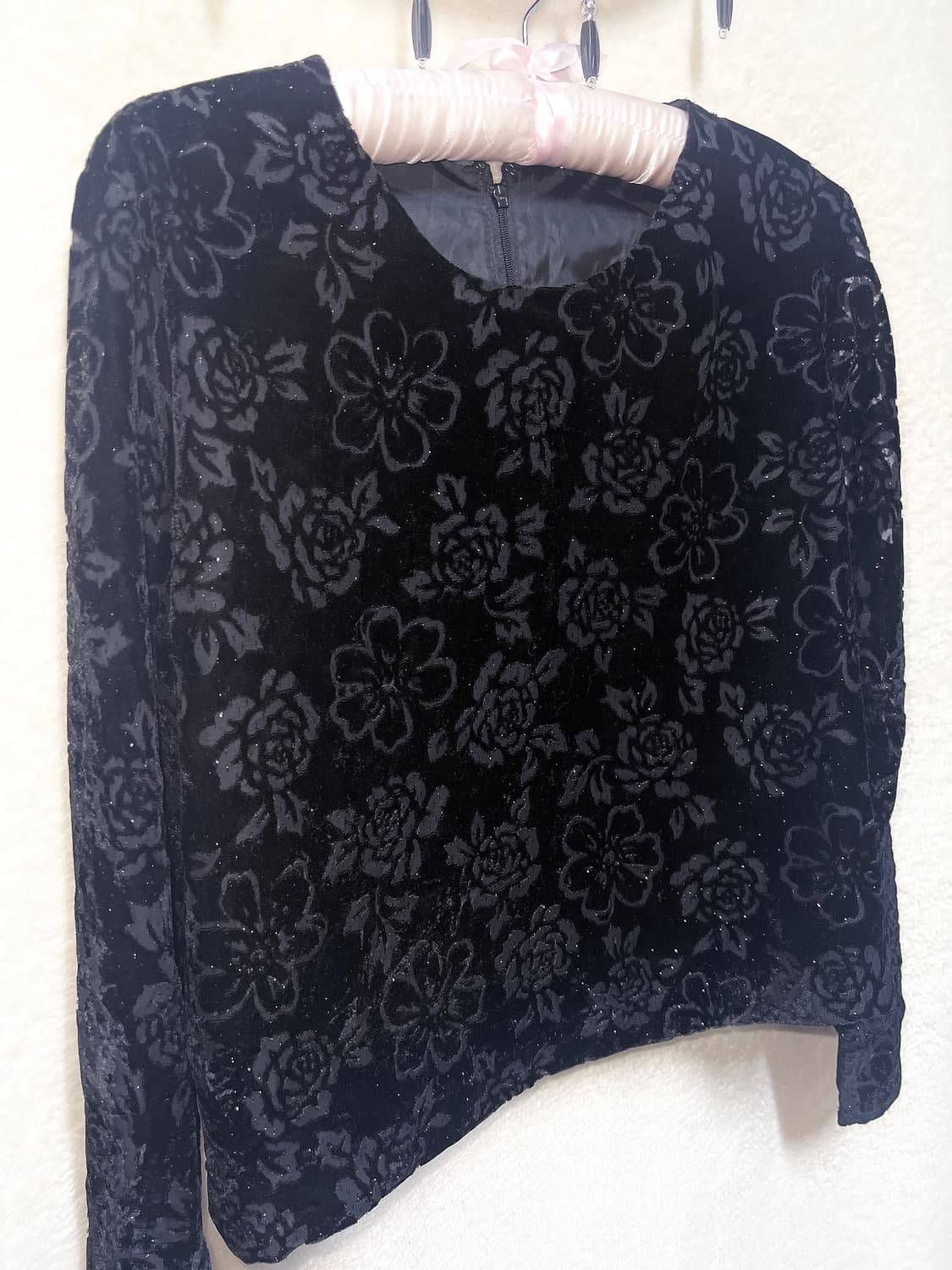 로맨틱고딕 오리엔탈 고스로리 펑크 플라워패턴 글리터 벨벳블라우스 페어리 상품이미지9