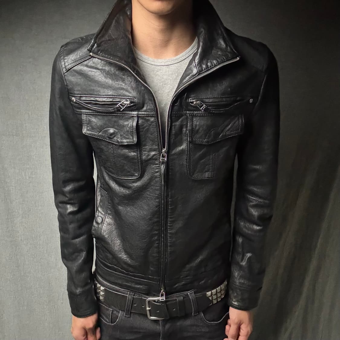 lamb skin pocket leather jacket 상품이미지2