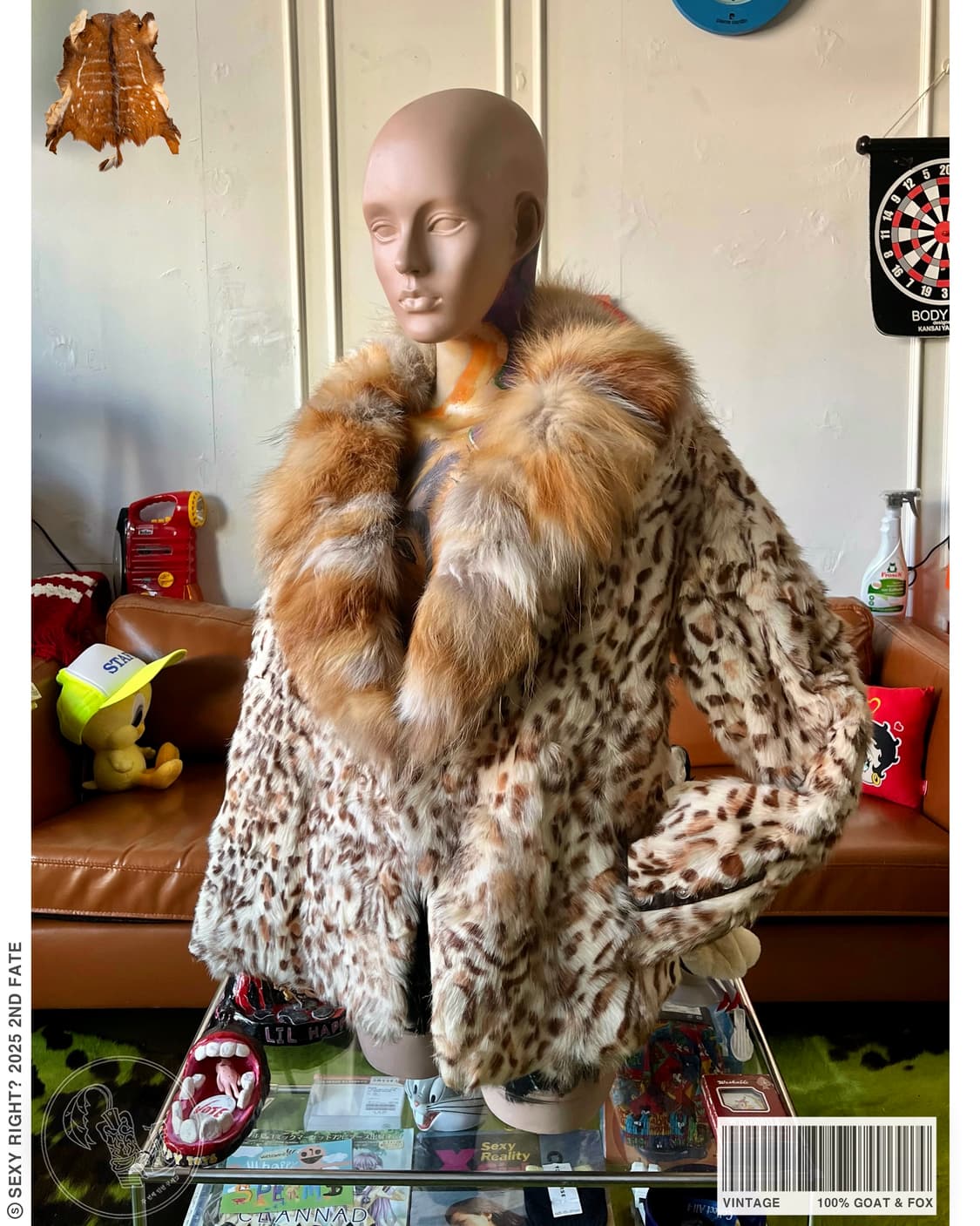 Real Fox & Goat Skin Leopard Fur Jacket 상품이미지1