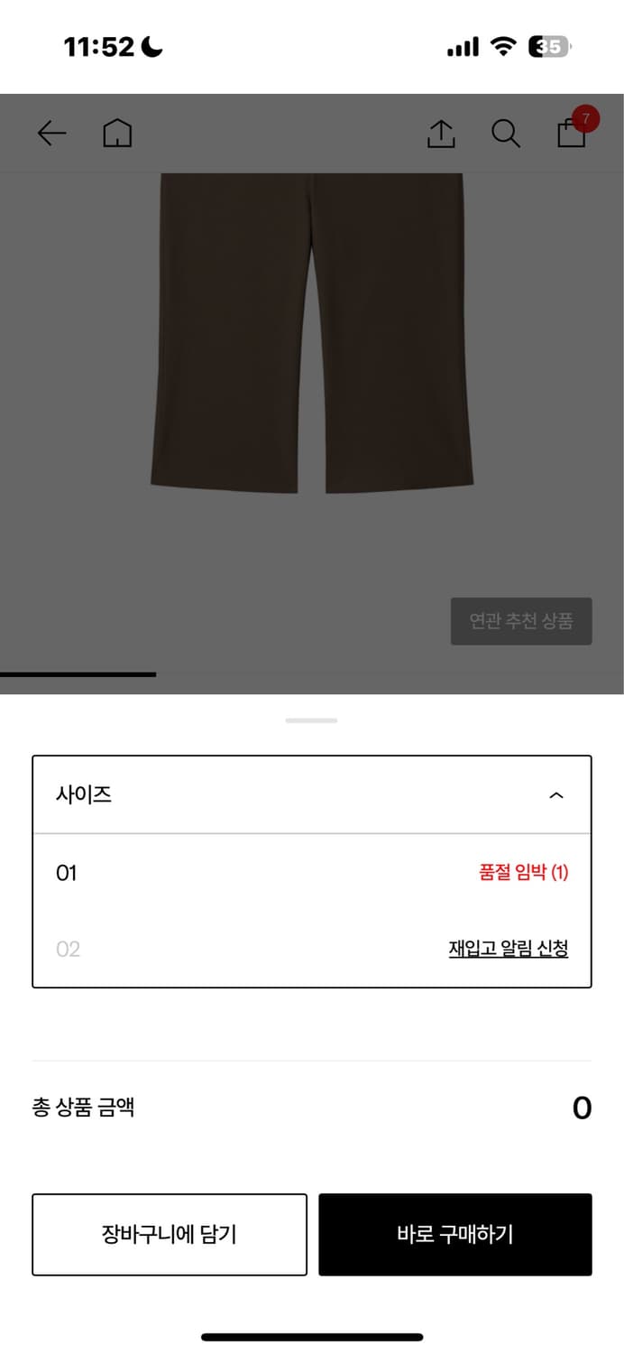 브리즈아카이브 시크 카프리 팬츠 - 브라운 02 상품이미지5