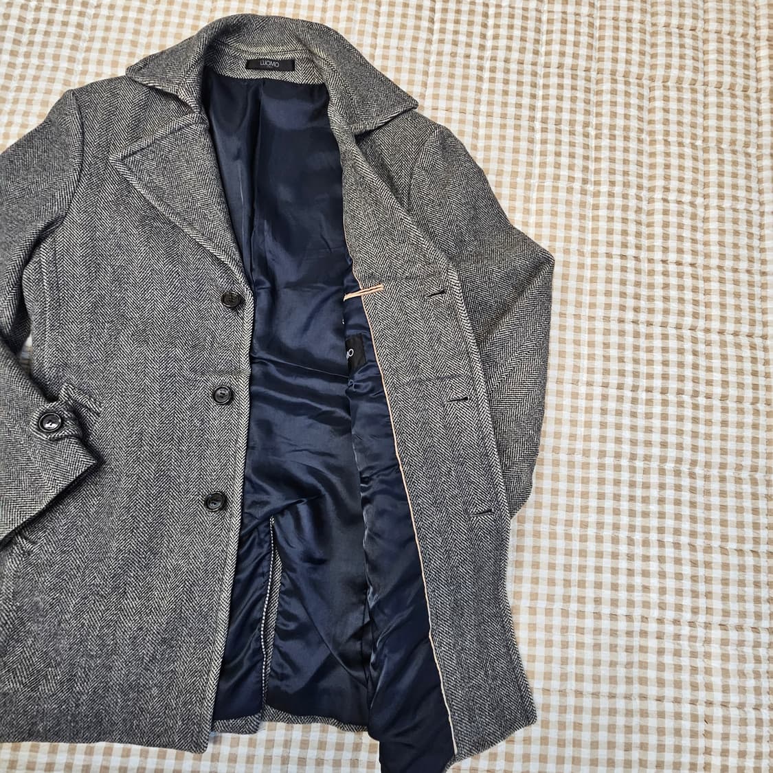 워모 헨링본 하프 코트 자켓 남자100 상품이미지5