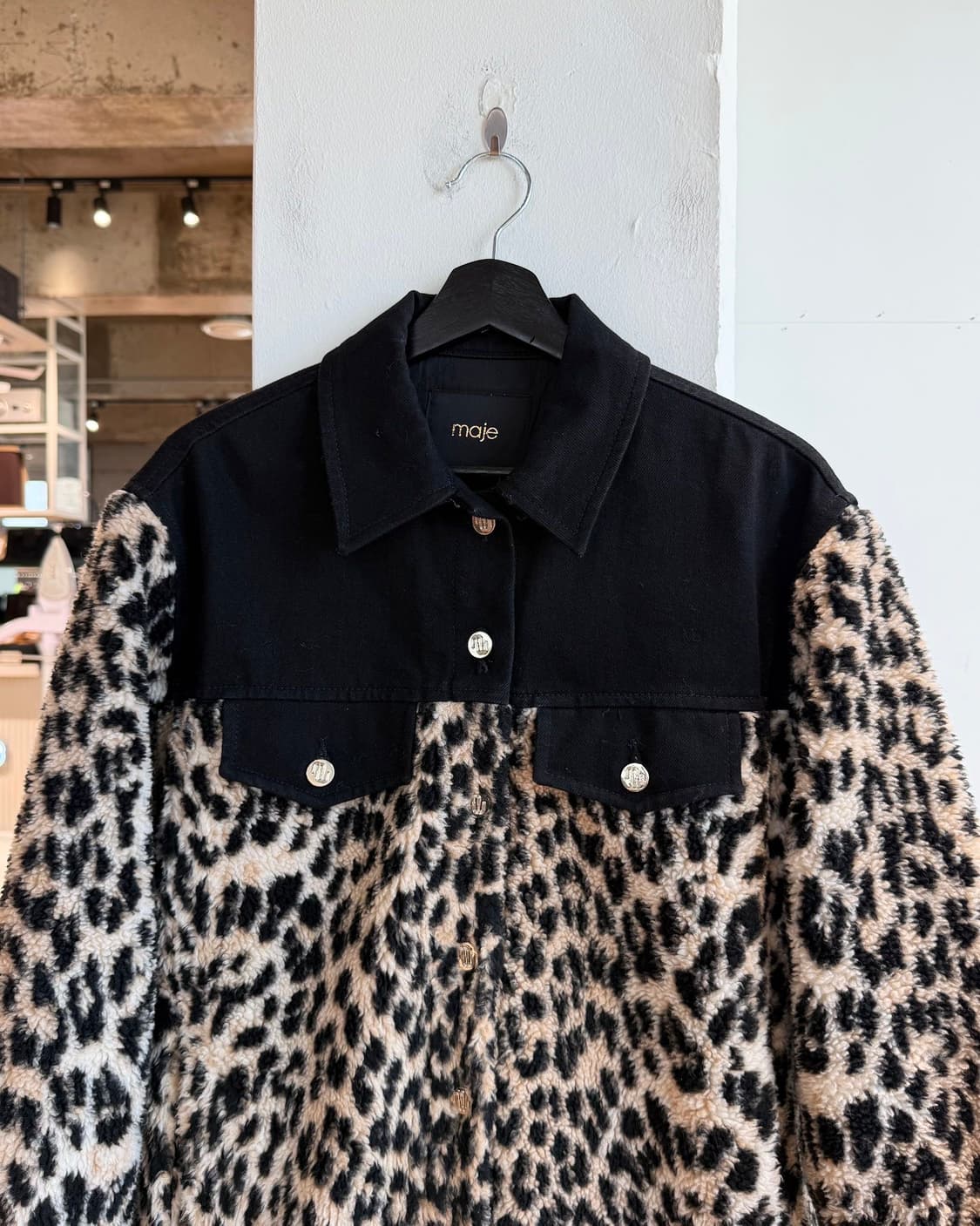 마쥬 블랙 레오파드 퍼 자켓 상품이미지3