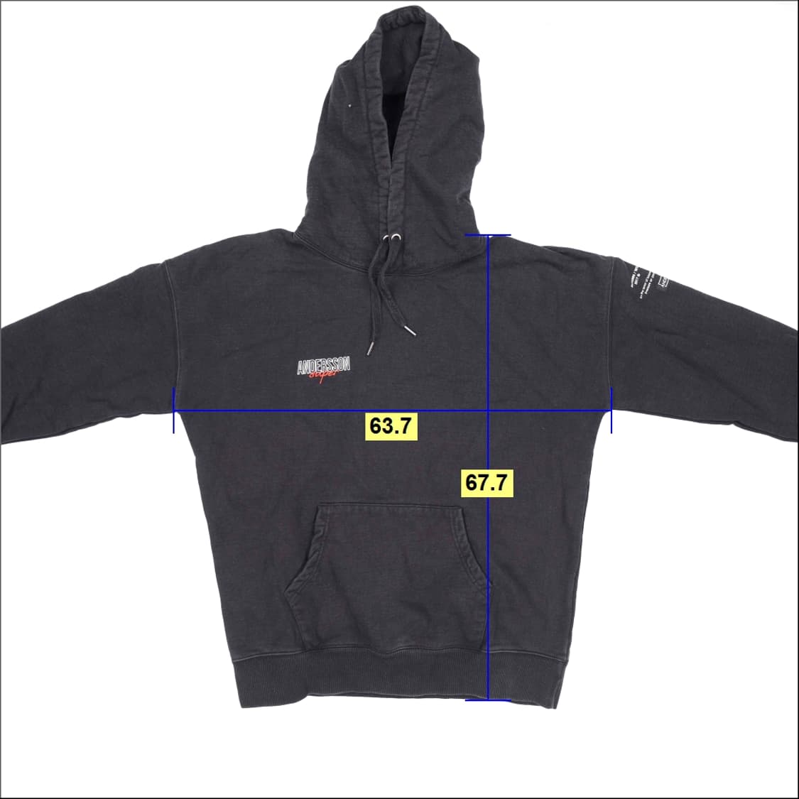 L 앤더슨벨 블랙 기모 후드티 0121H2 상품이미지6