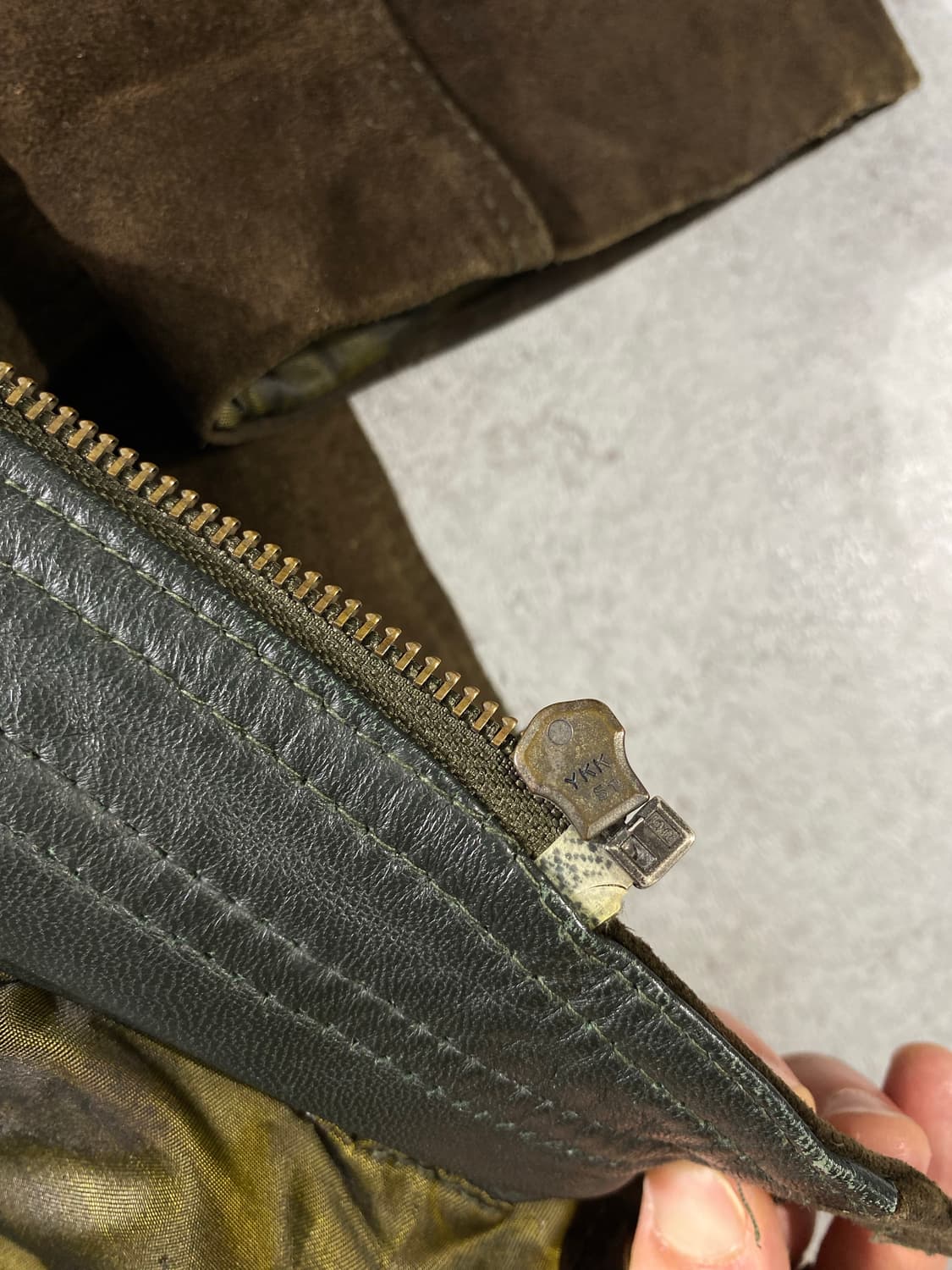 [L] 90s Vintage 빈티지 리얼 레더 스웨이드 집업 코트 상품이미지6