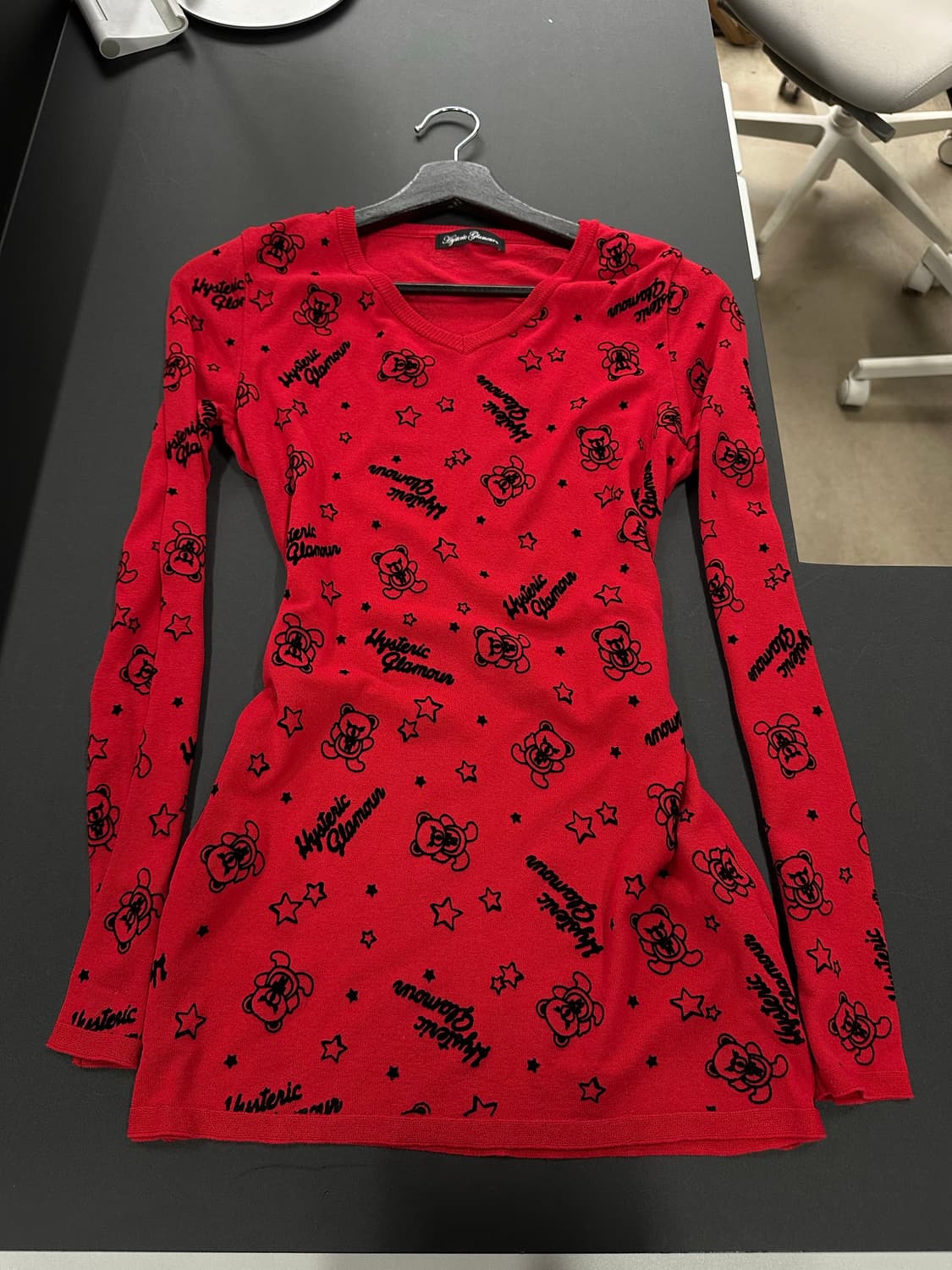 히스테릭글래머 퍽베어풀자수 루즈브이넥 니트롱슬리브 상품이미지5