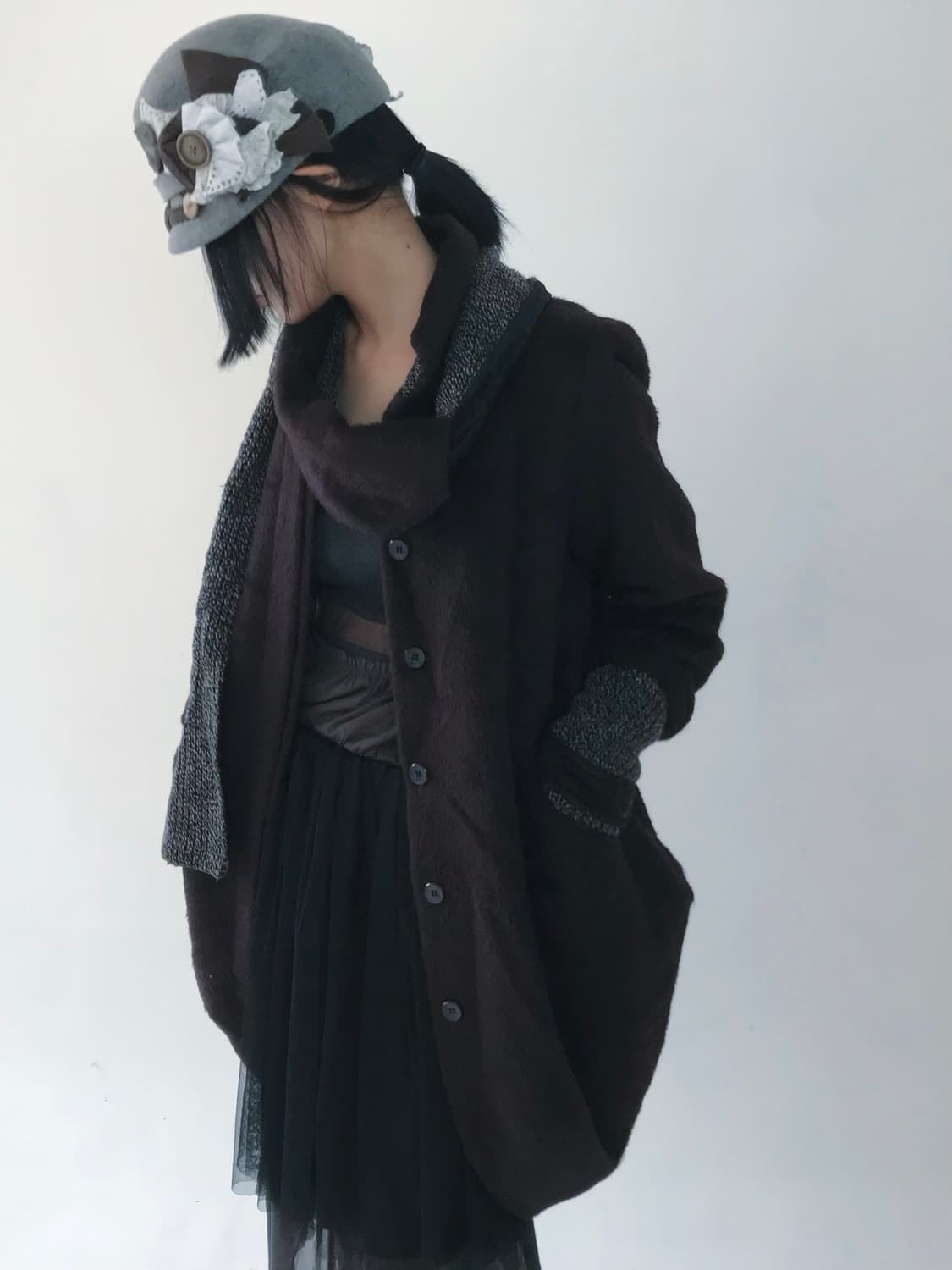 Tankus deep maroon muffler volume coat 상품이미지5