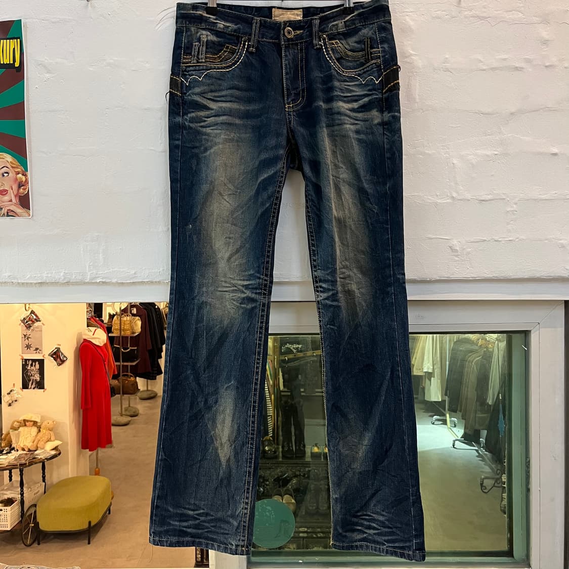 Lolita Jeans 스트레이트 워싱 데님 진 W32 상품이미지1