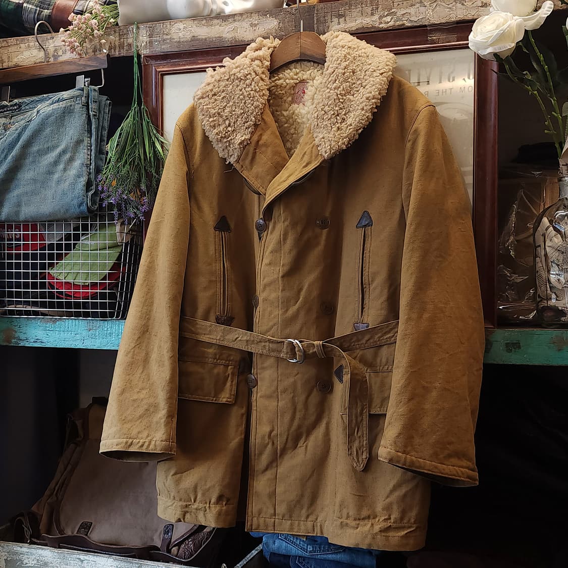 50s 프랑스 매키노 코트 랜치코트 옥스포드 패브릭 에스키모 L 상품이미지1