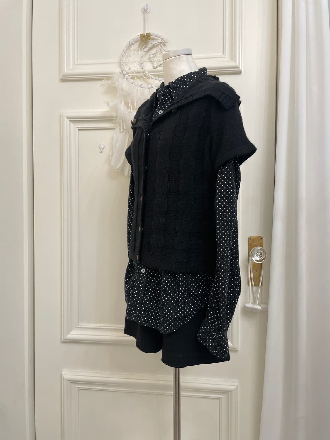 black mori twist half collar cardigan 상품이미지2