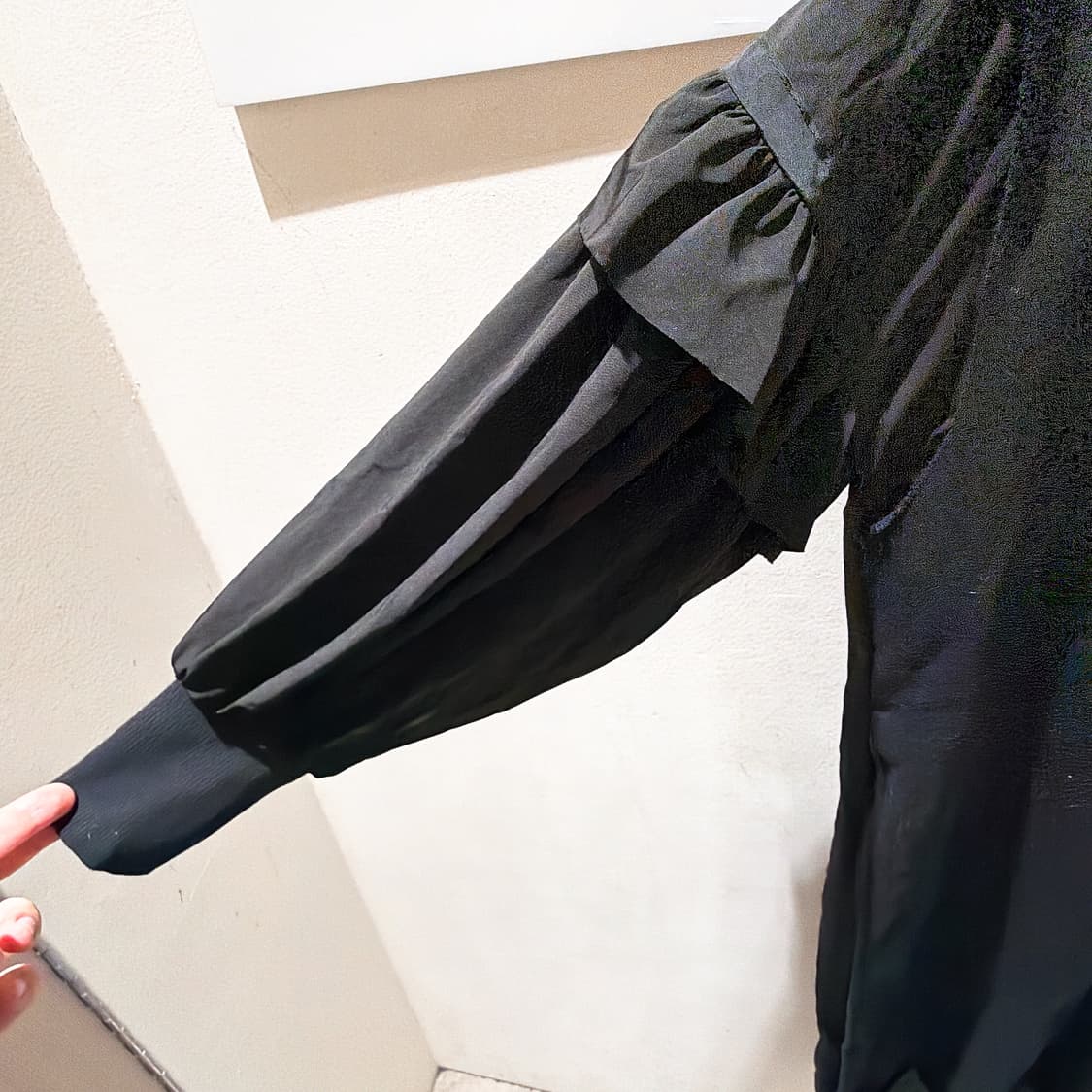 (정품/새상품) Y's 요지 야마모토 여성 블랙 러플 슬리브 후드 드레스 상품이미지2