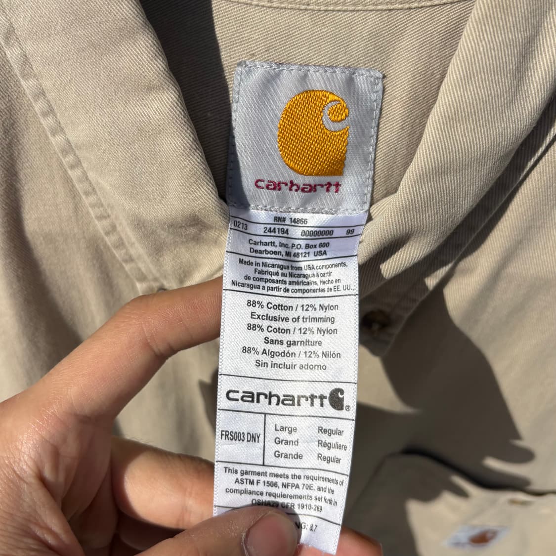 칼하트 베이지 스몰로고 반팔 셔츠 상품이미지6