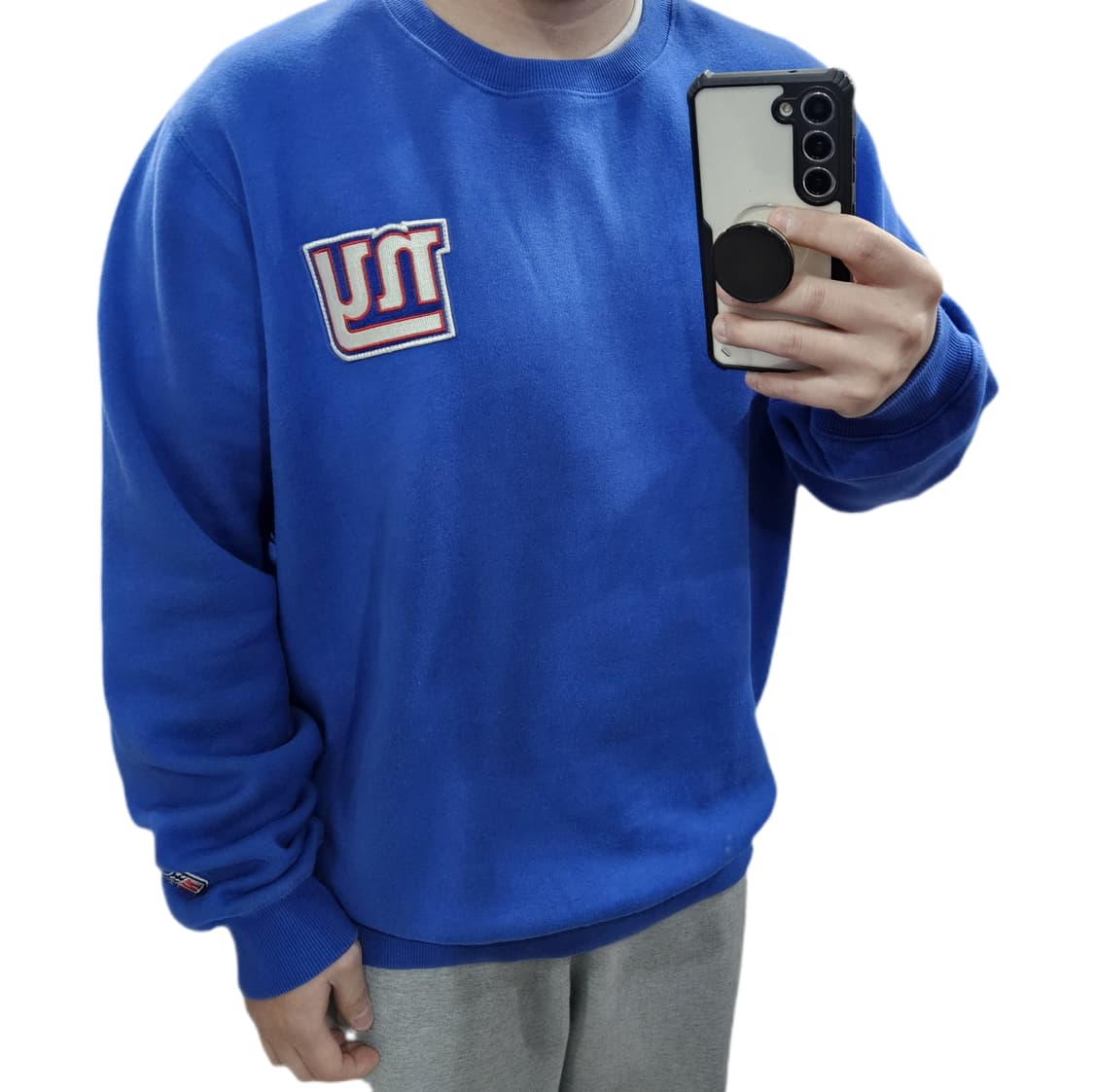 L NFL 뉴욕 자이언츠 기모 오버핏 맨투맨 블루 상품이미지1