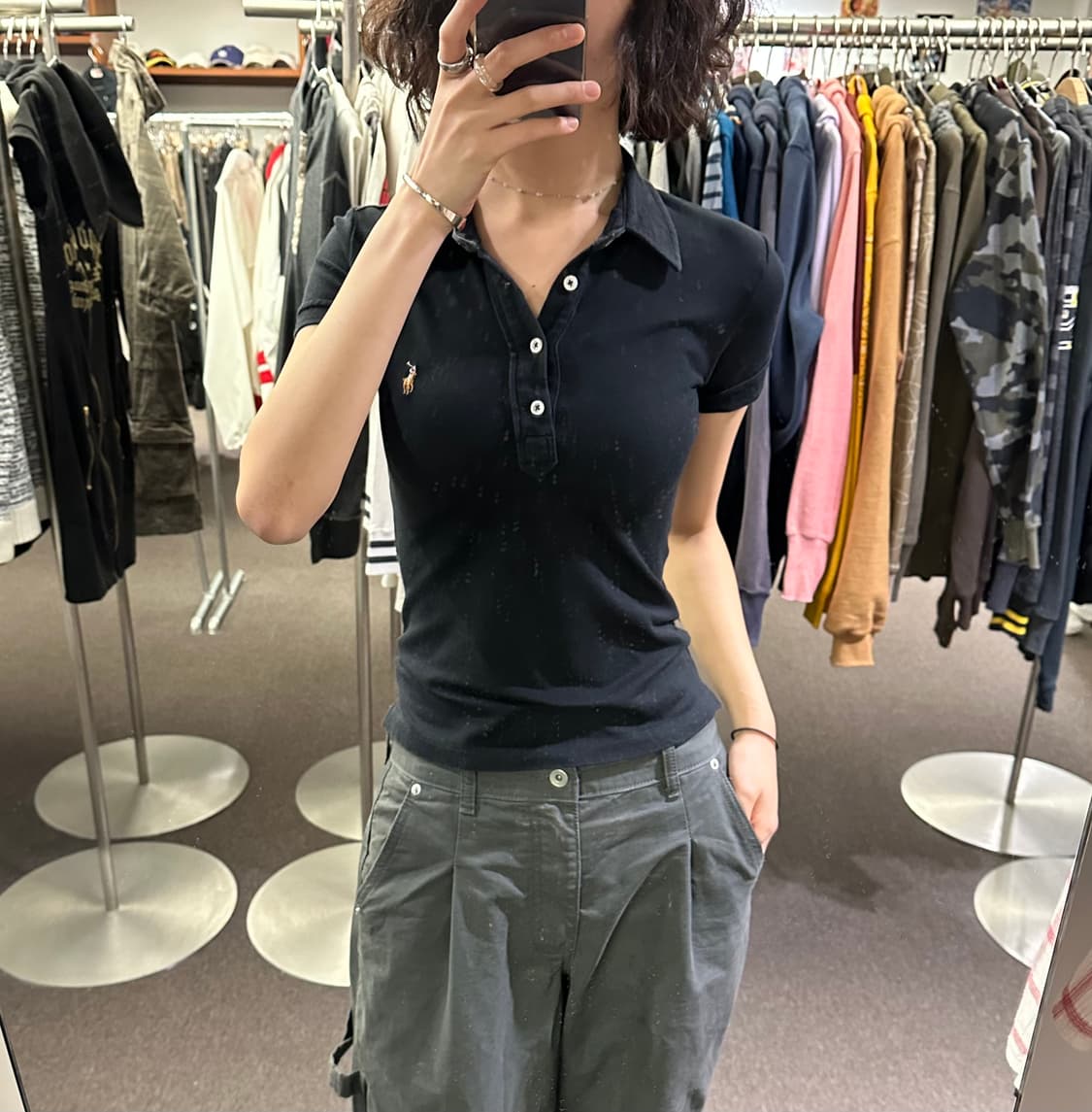 M)폴로 랄프로렌 빈티지 여성 멀티포니 블랙 카라 반팔 상품이미지1