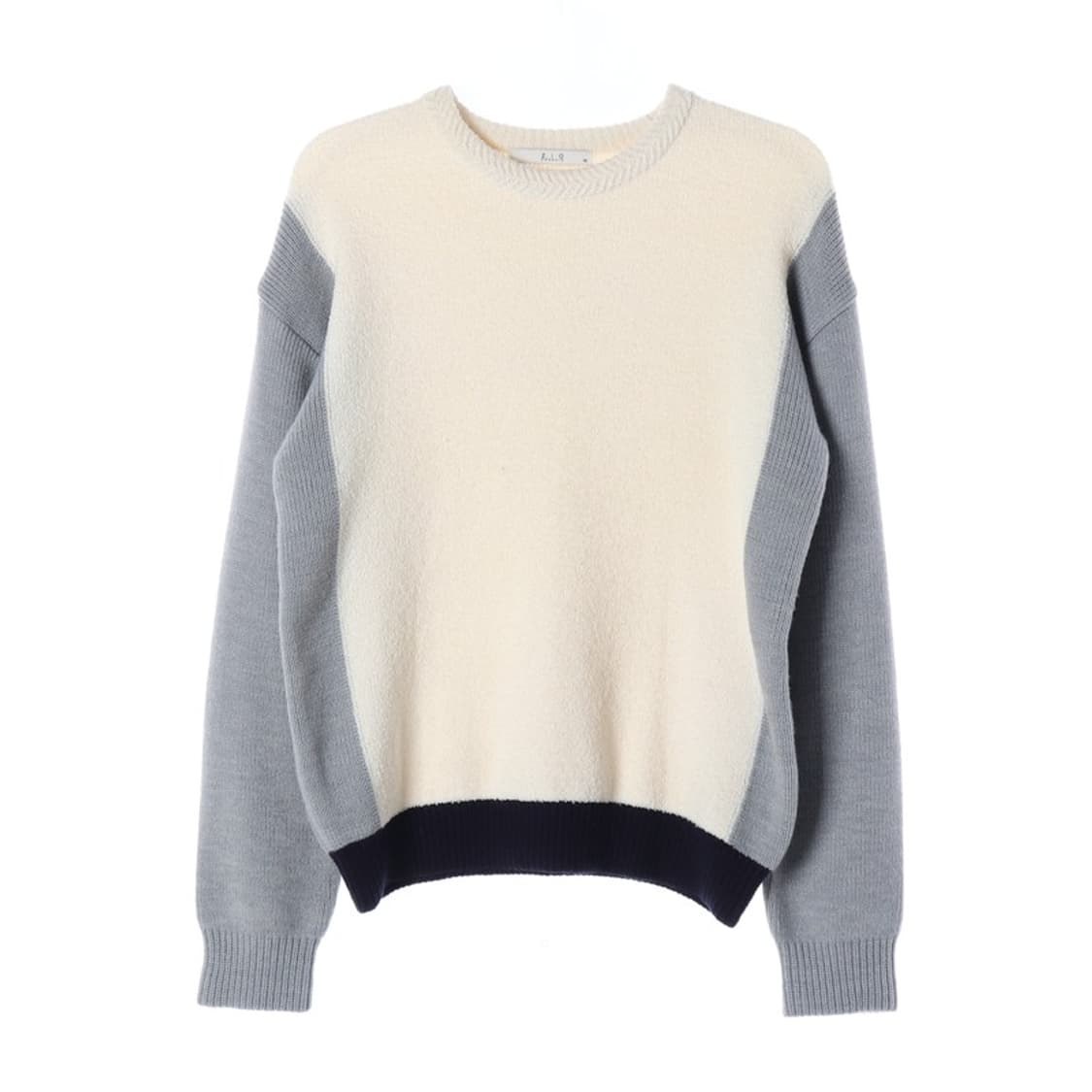 지오송지오 울 블렌드 3컬러 배색 라운드 니트 L 상품이미지1