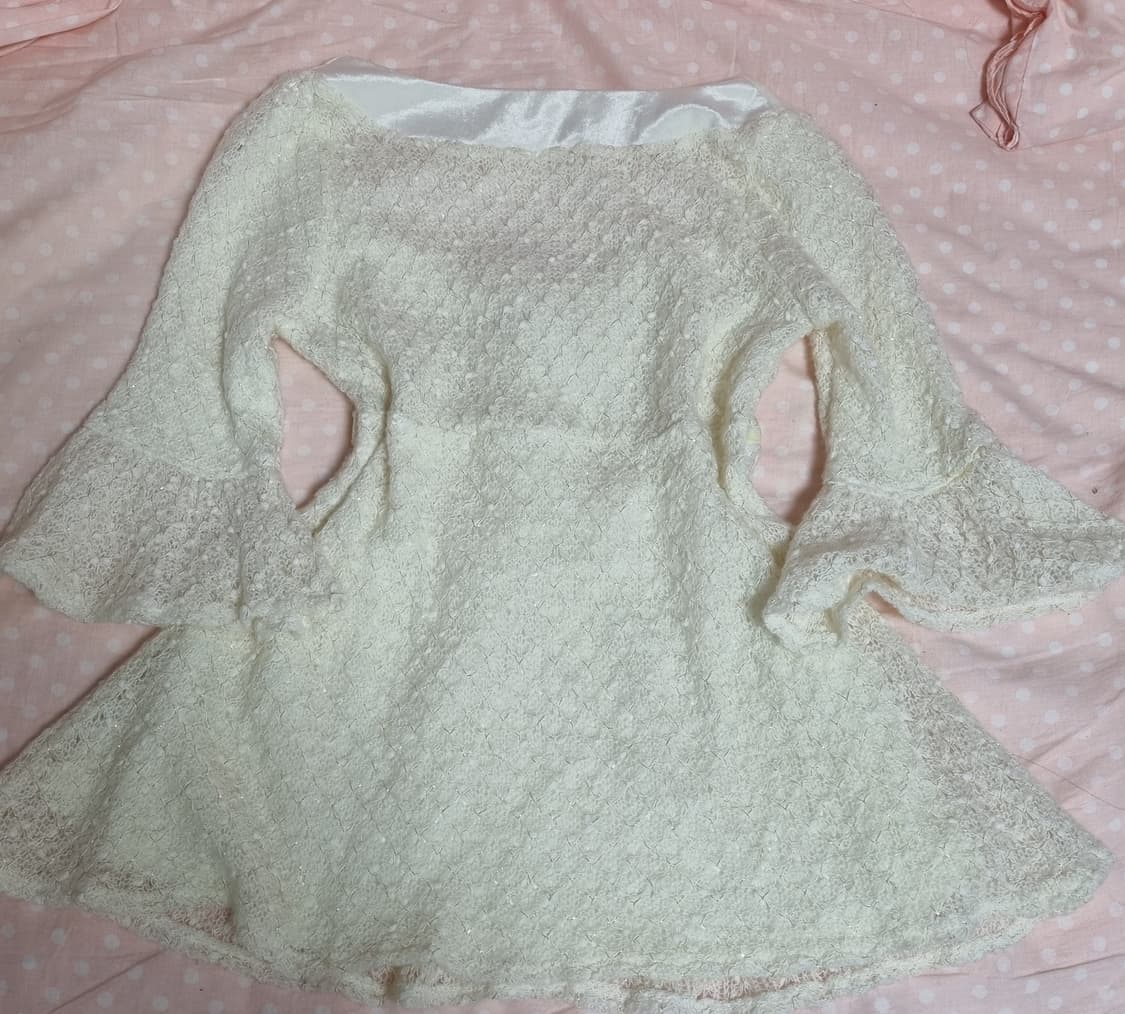 리즈리사 아이보리 레이스 2연 리본 금사 블라우스 니트 헤이세이 핀터 상품이미지7