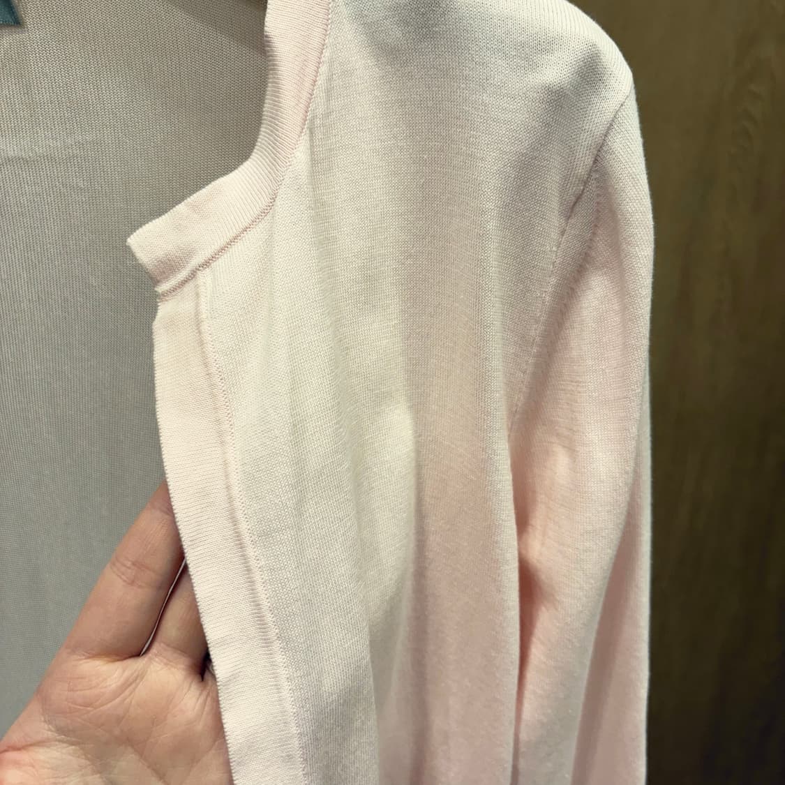 막스마라 스포트막스 긴팔 크롭 코튼 가디건 중앙 오픈형 디테일 핑크 상품이미지6