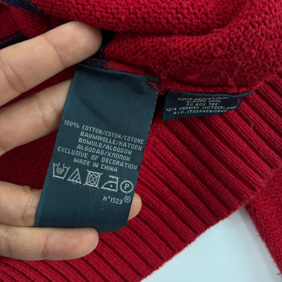 Polo 폴로 랄프로렌 자수 코튼 레드 스트라이프 반집업 니트 상품이미지5