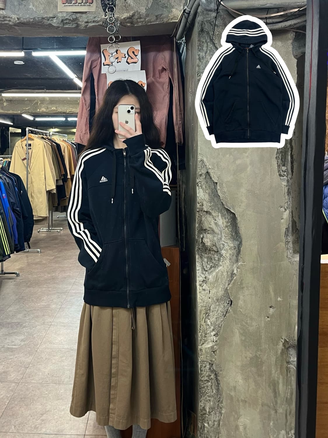 아디다스 삼선 후드집업 블랙 100 #csz3037 상품이미지1