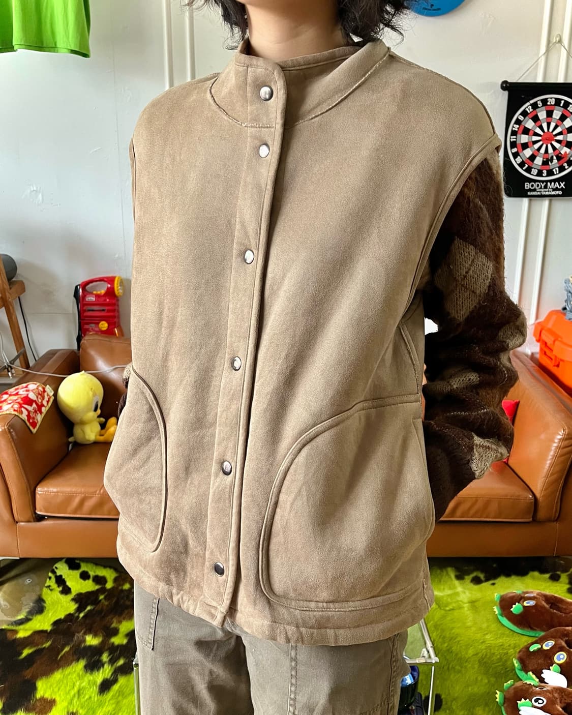 ONIGIRI Reversible Fleece / Suede Vest 상품이미지3