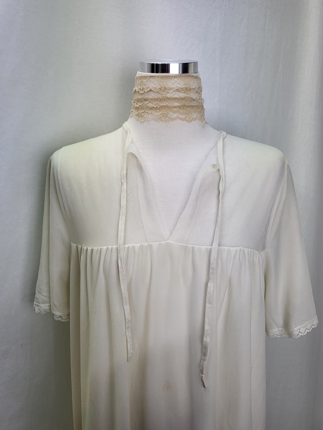 B급 빈티지 바닐라 크림 슬립 맥시 나이트 파자마 상품이미지3