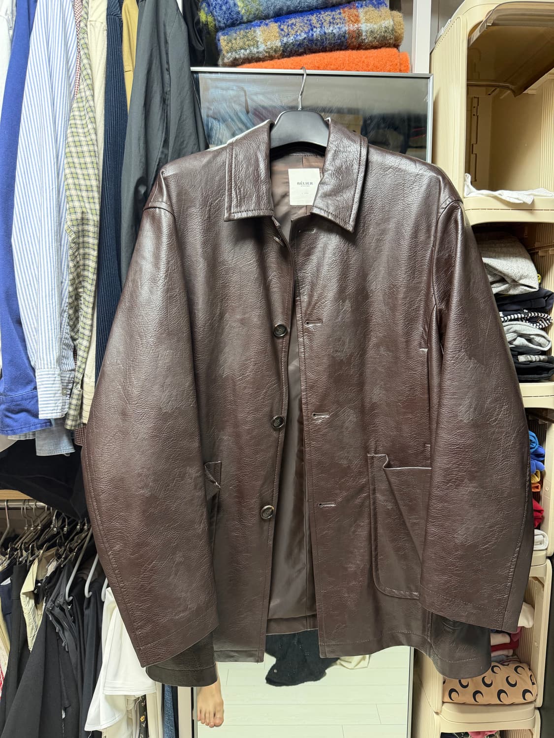 벨리에 에코레더 비건레더 자켓 브라운 거의 새상품 상품이미지2