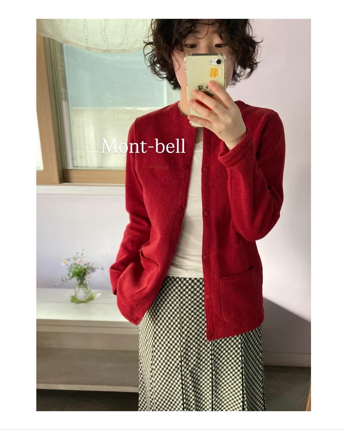 몽벨 레드 기모 가디건 상품이미지1