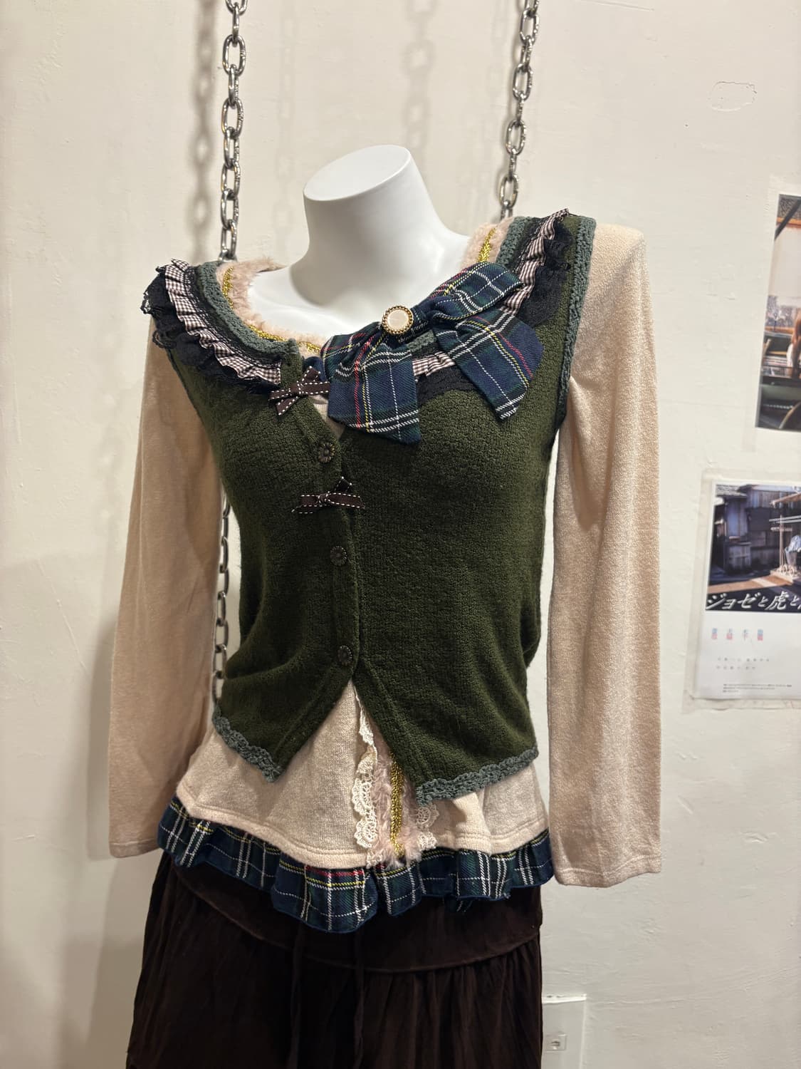 초코 도트 리본 해바라기 버튼 말차 베스트 모리 러블리 상품이미지1