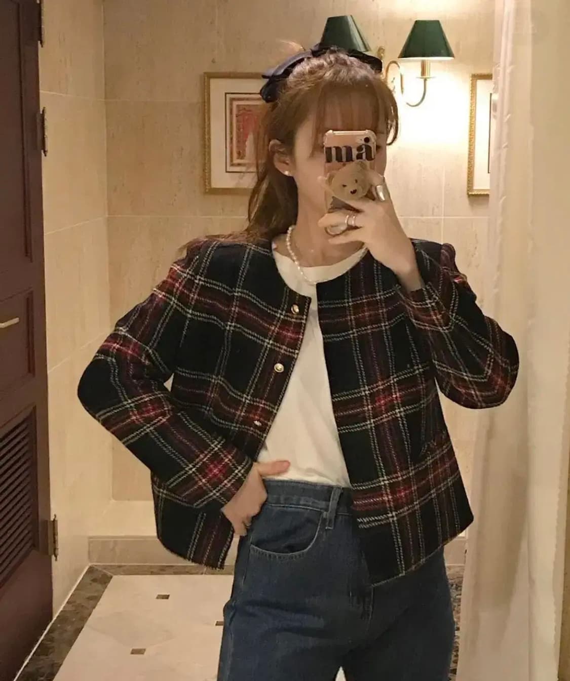 마블링 문 트위드 타탄 자켓 상품이미지1