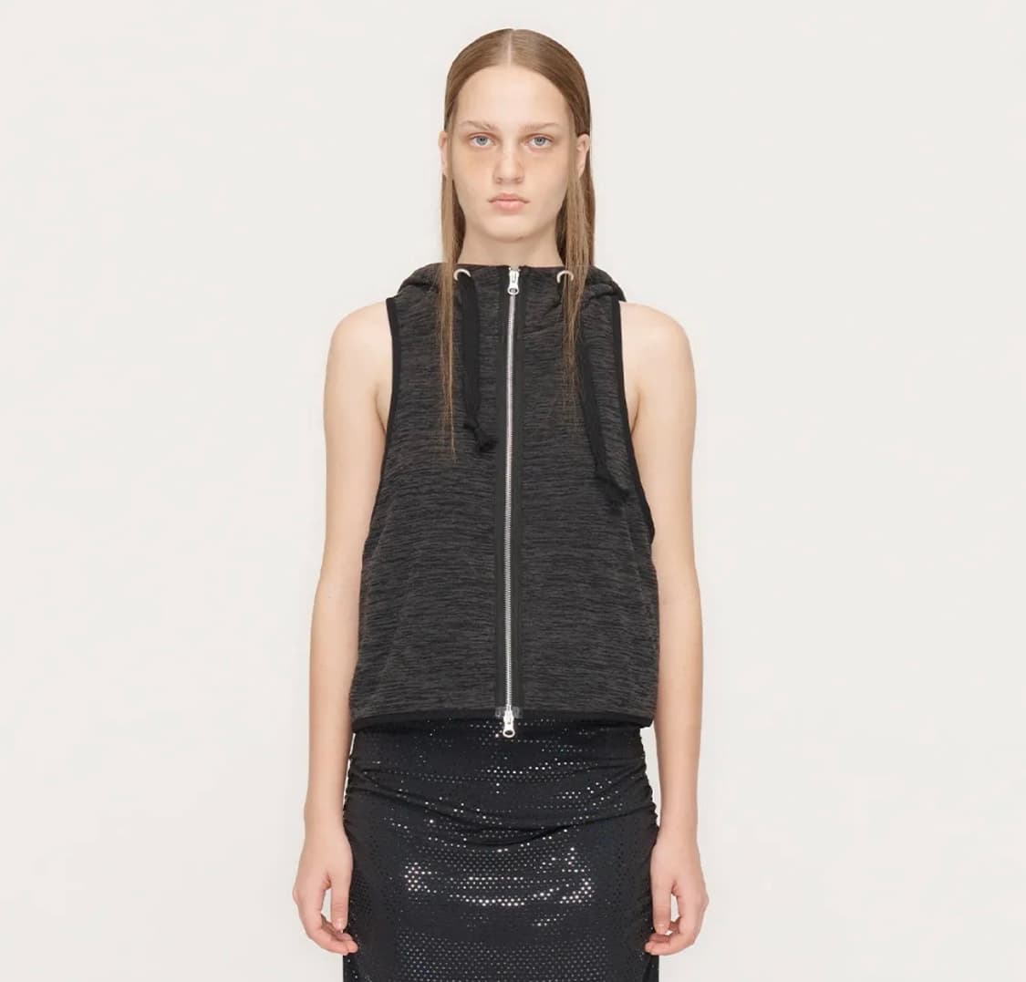 오픈와이와이 플리스 후디 베스트 차콜  상품이미지1