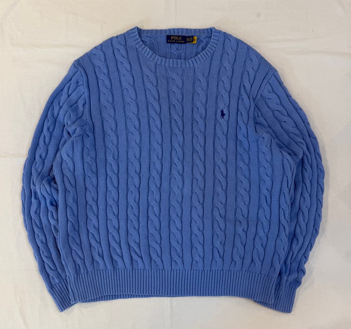 큐알) 폴로 랄프로렌 꽈배기 케이블 니트 스카이블루 상품이미지1