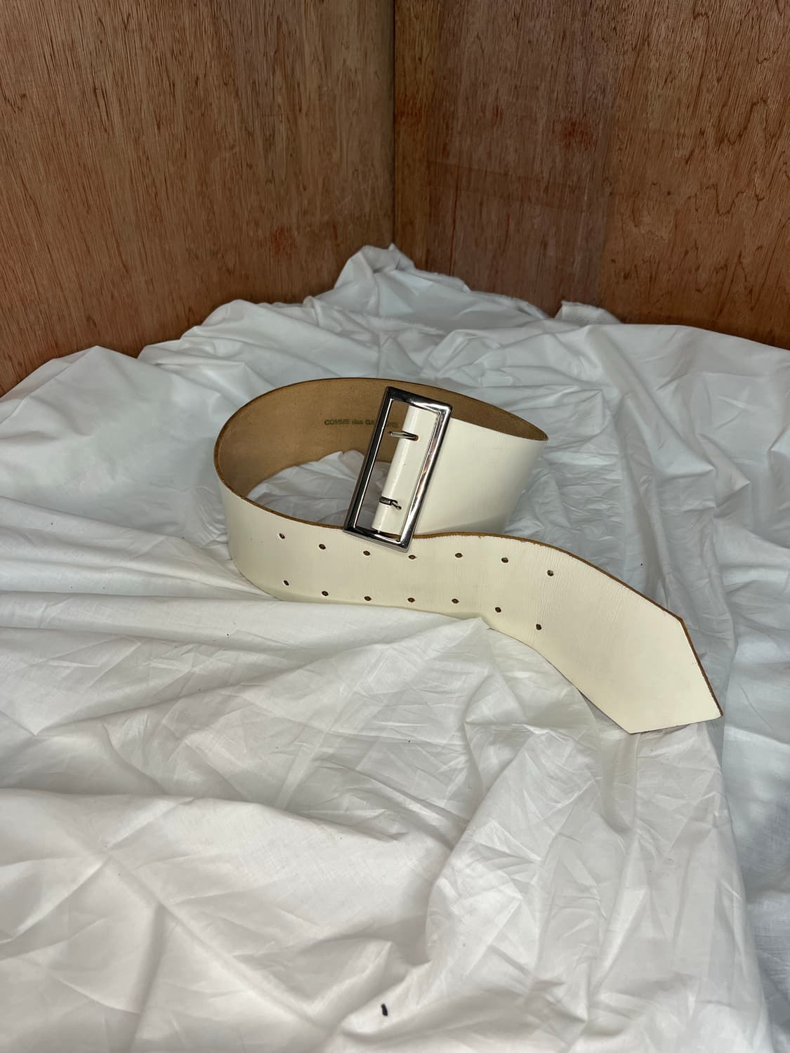 꼼데가르송 와이드 화이트 레더 웨이스트 벨트 상품이미지1