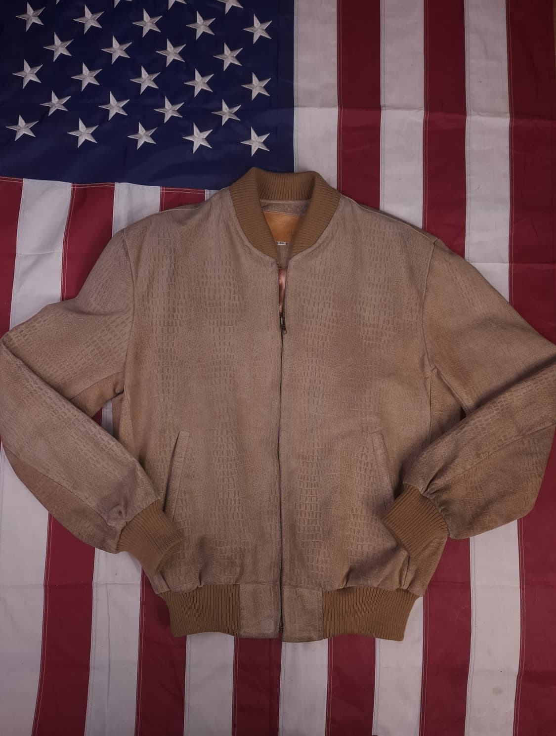 90's 크로커다일  빈티지 리얼레더 봄버자켓 상품이미지1