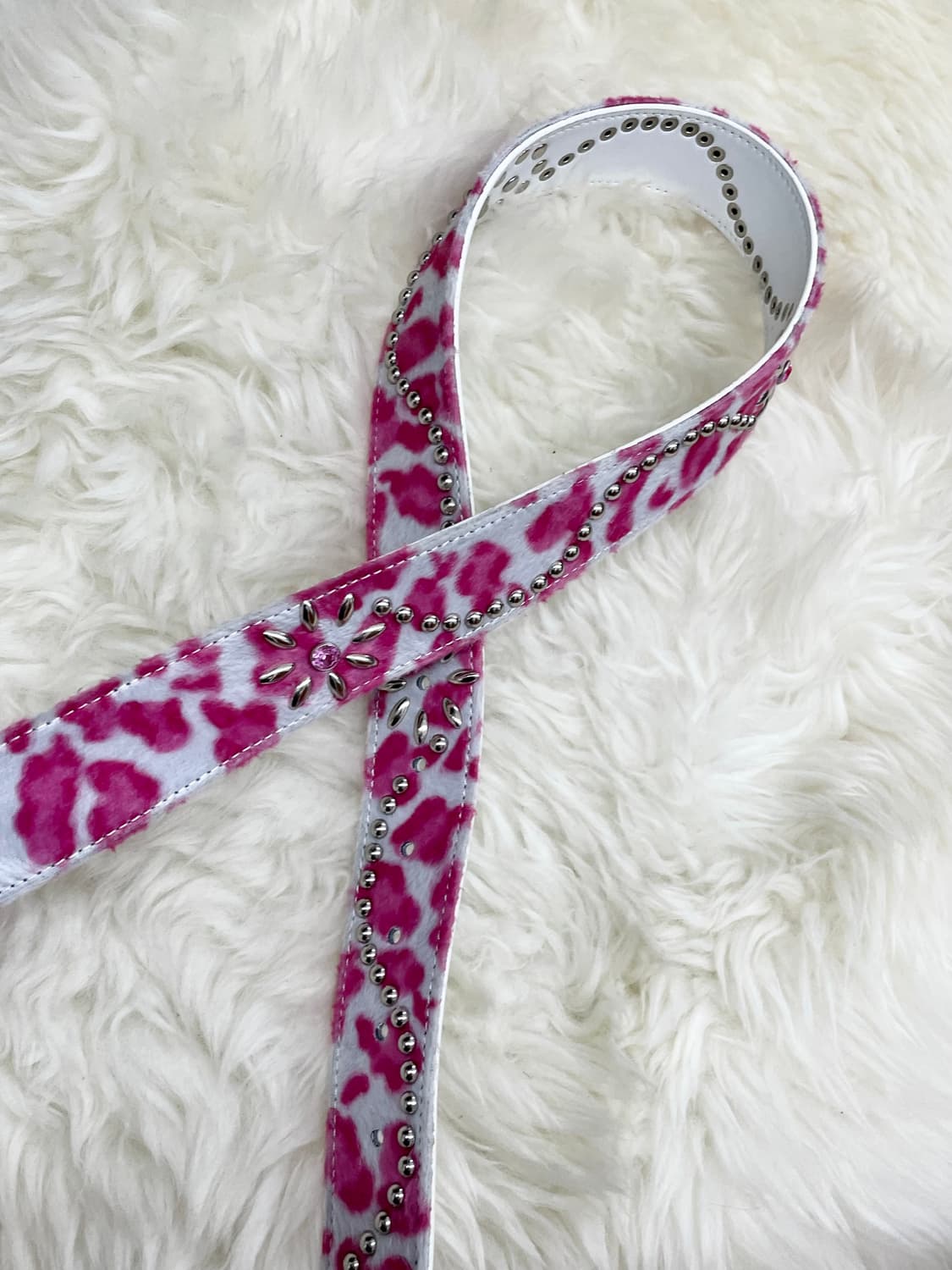 핑크 갸루 호피 큐빅 스터드 벨트💕 상품이미지5