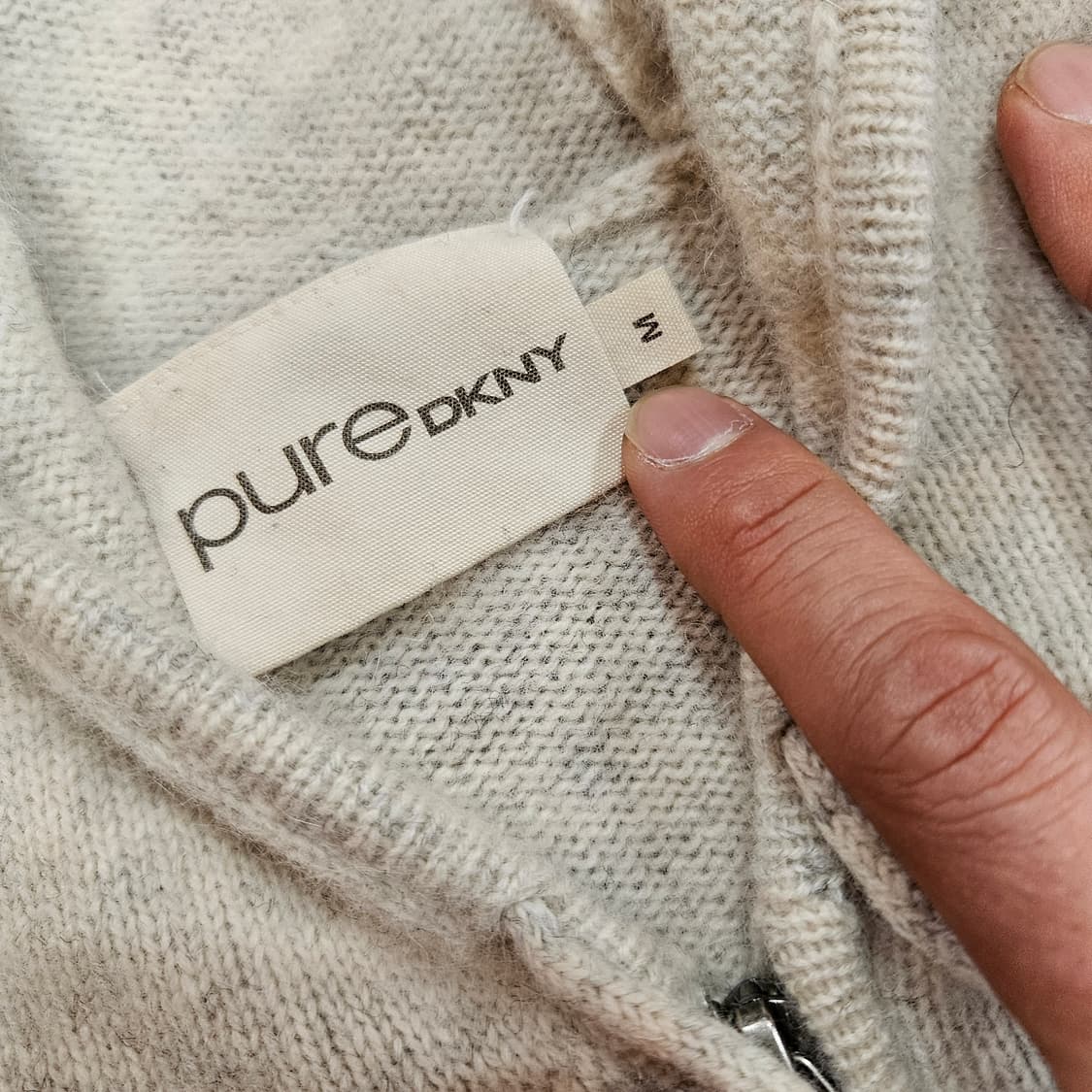 DKNY 투웨이 집업 후드 니트 스웨터 M size 상품이미지5