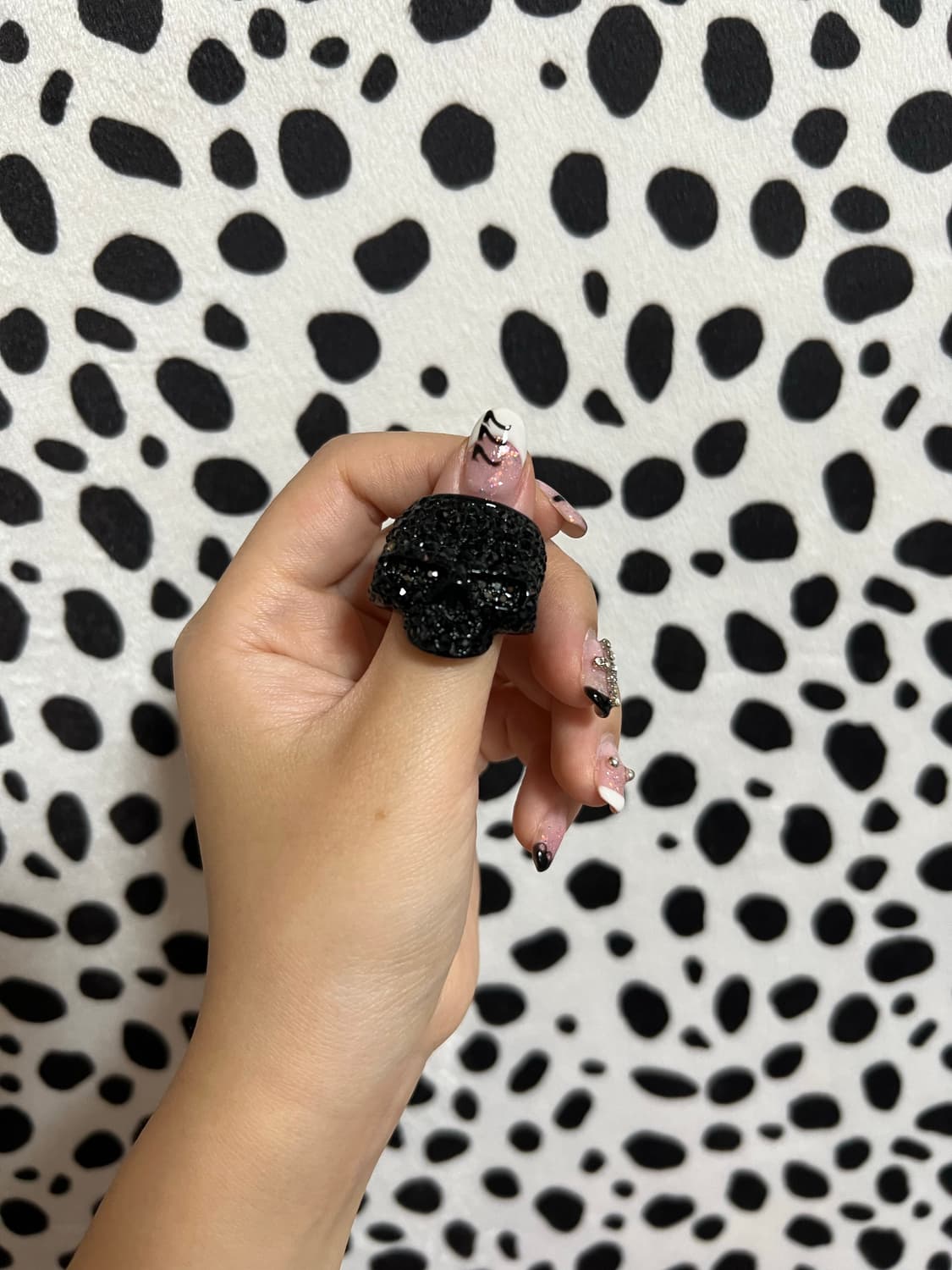 갸루 펑크 빈티지 해골 큐빅 반지 상품이미지1