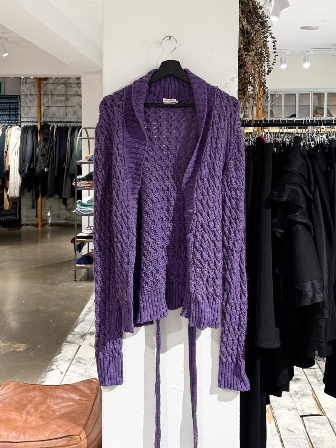 막스앤코 퍼플 니트 웨이스트 스트랩 가디건 상품이미지2