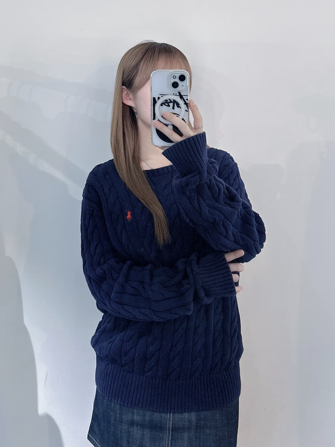 폴로랄프로렌 qr 레드포니 네이비 케이블 니트 상품이미지2